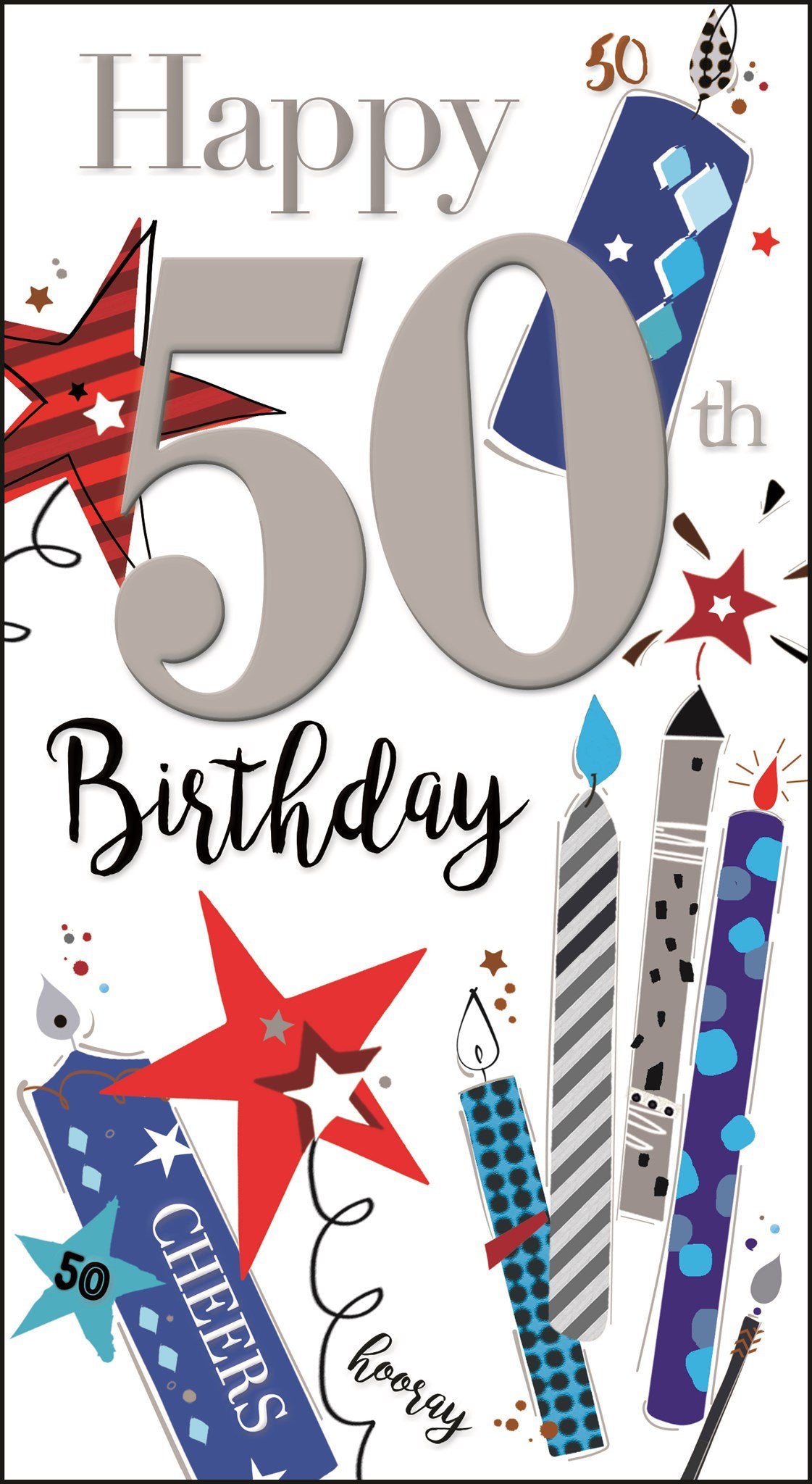 Front of 50th Birthday Candles Greetings Card