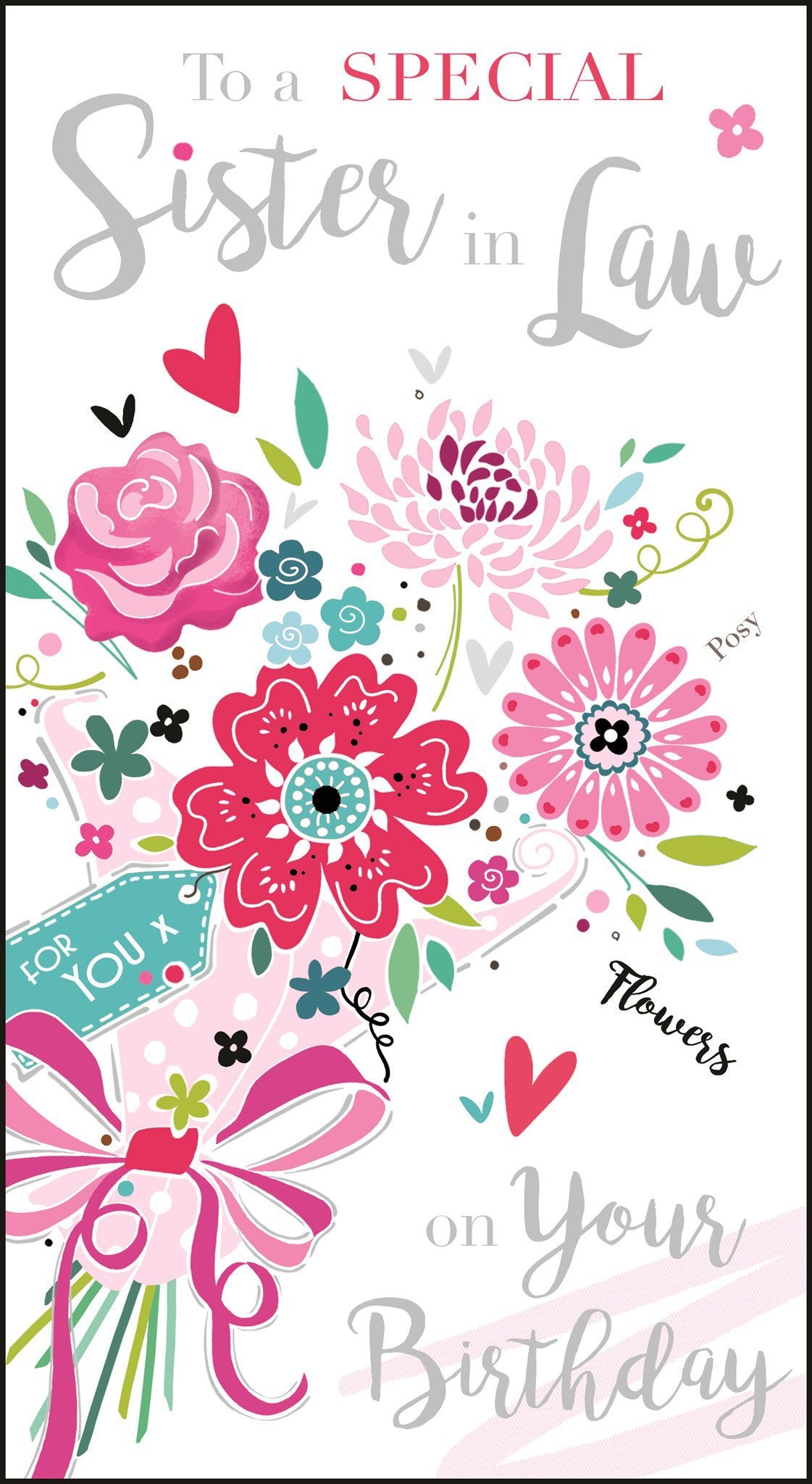 Front of Sister in Law Birthday Floral Greetings Card