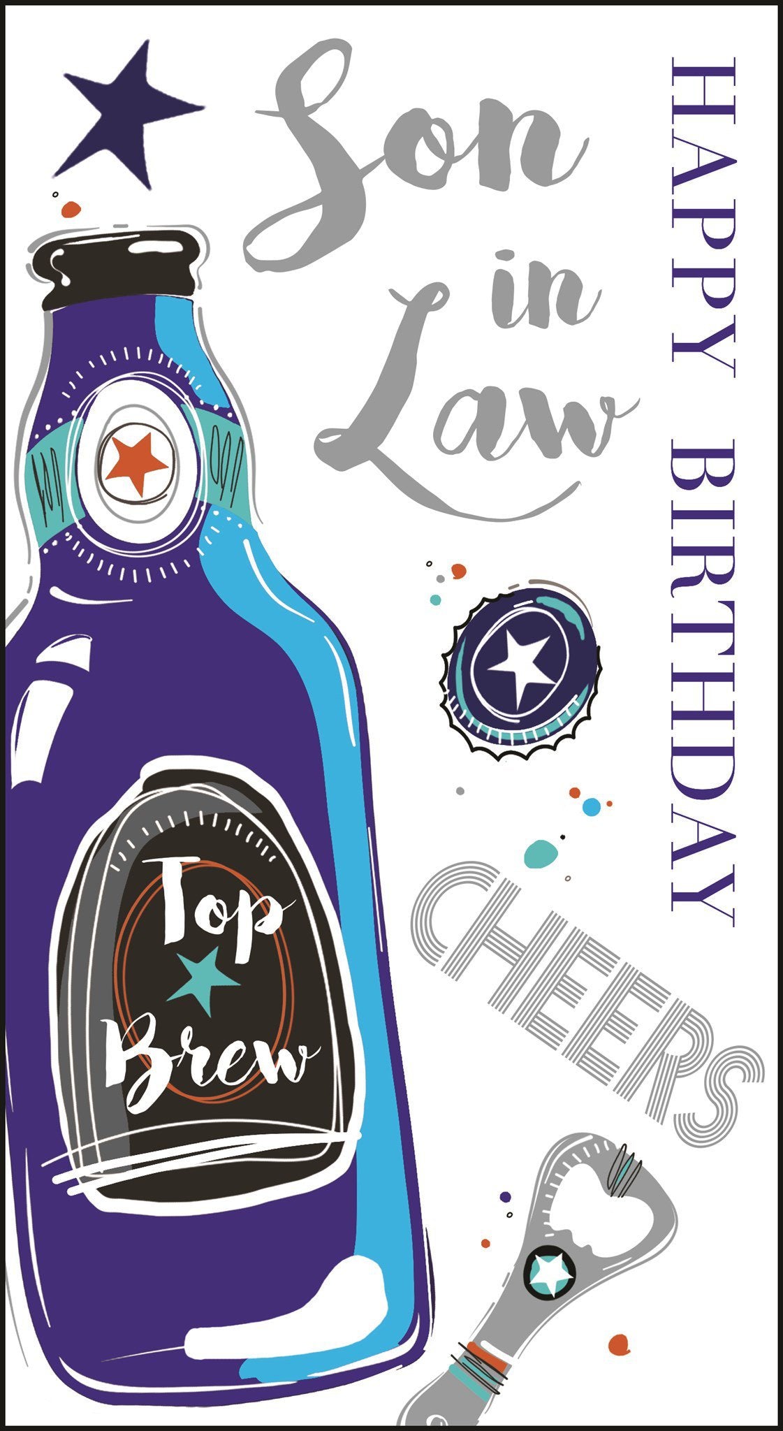 Front of Son in Law Birthday Bottle Cheers Greetings Card