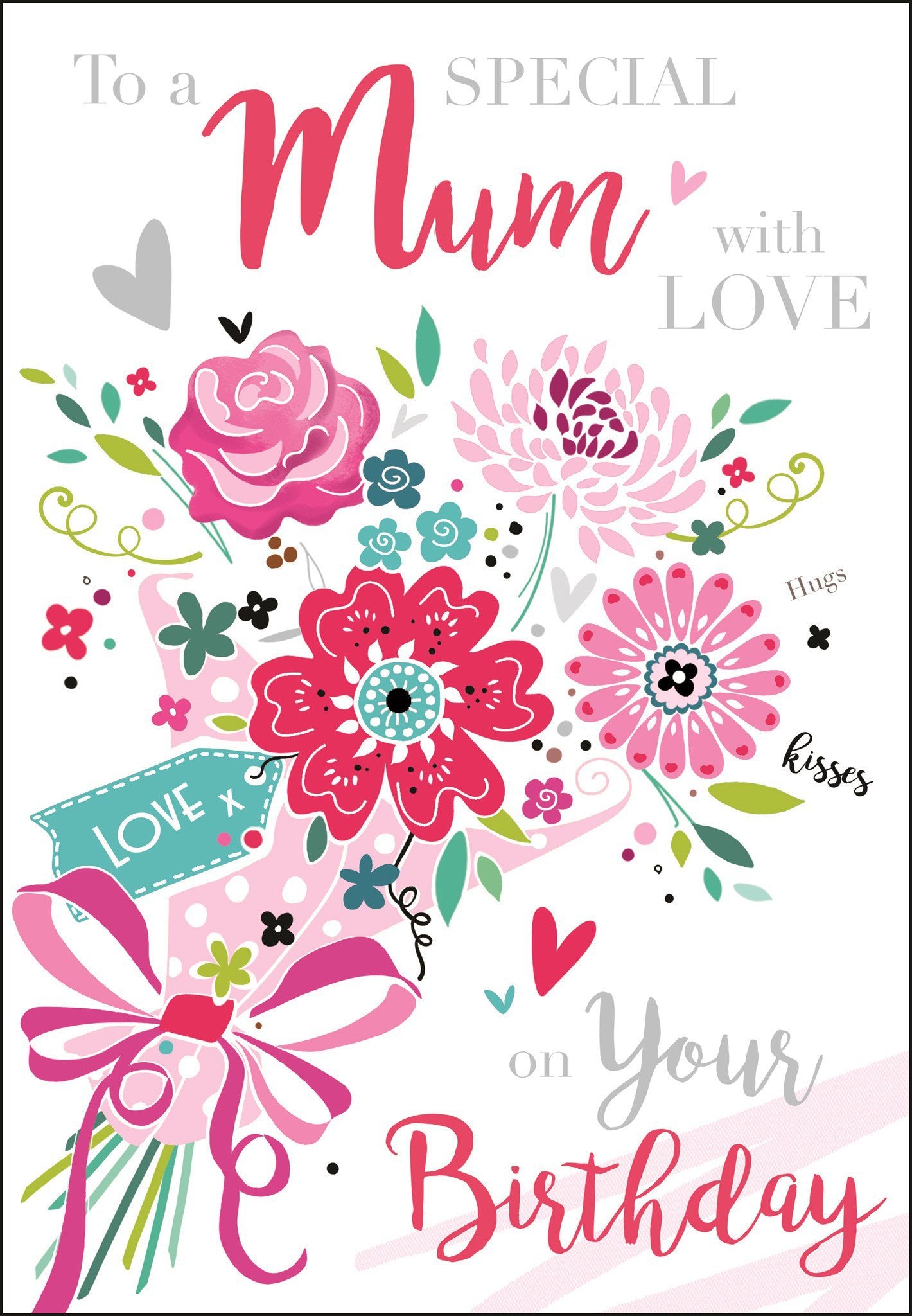 Front of Mum Birthday Floral Bouquet Greetings Card