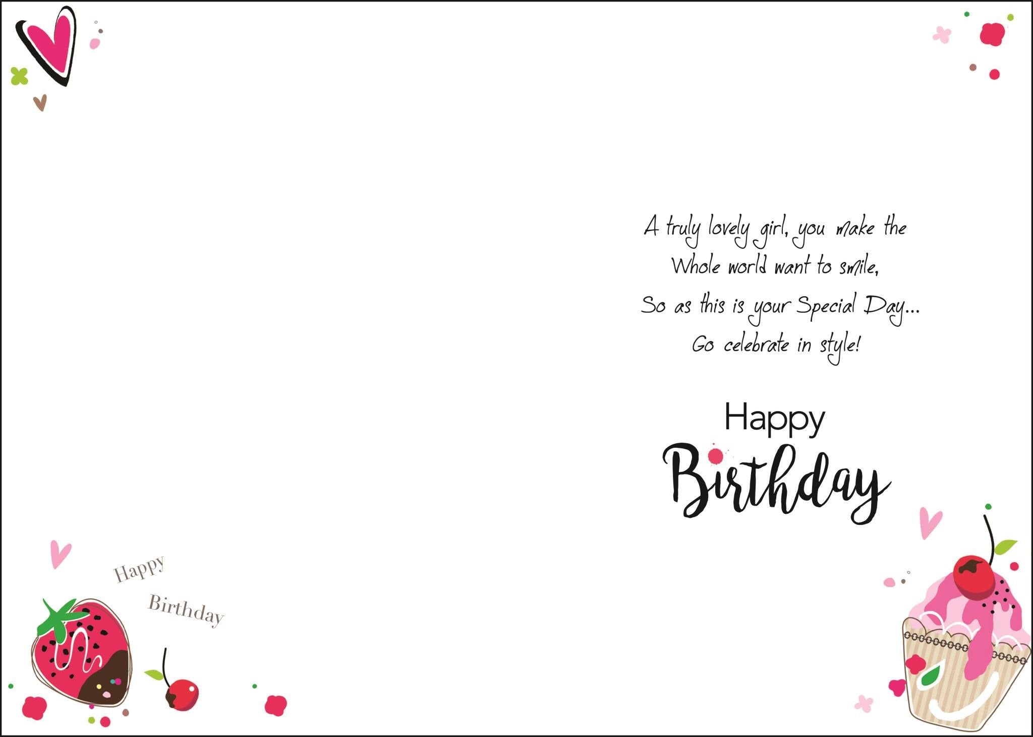 Inside of Granddaughter Birthday Desert Greetings Card
