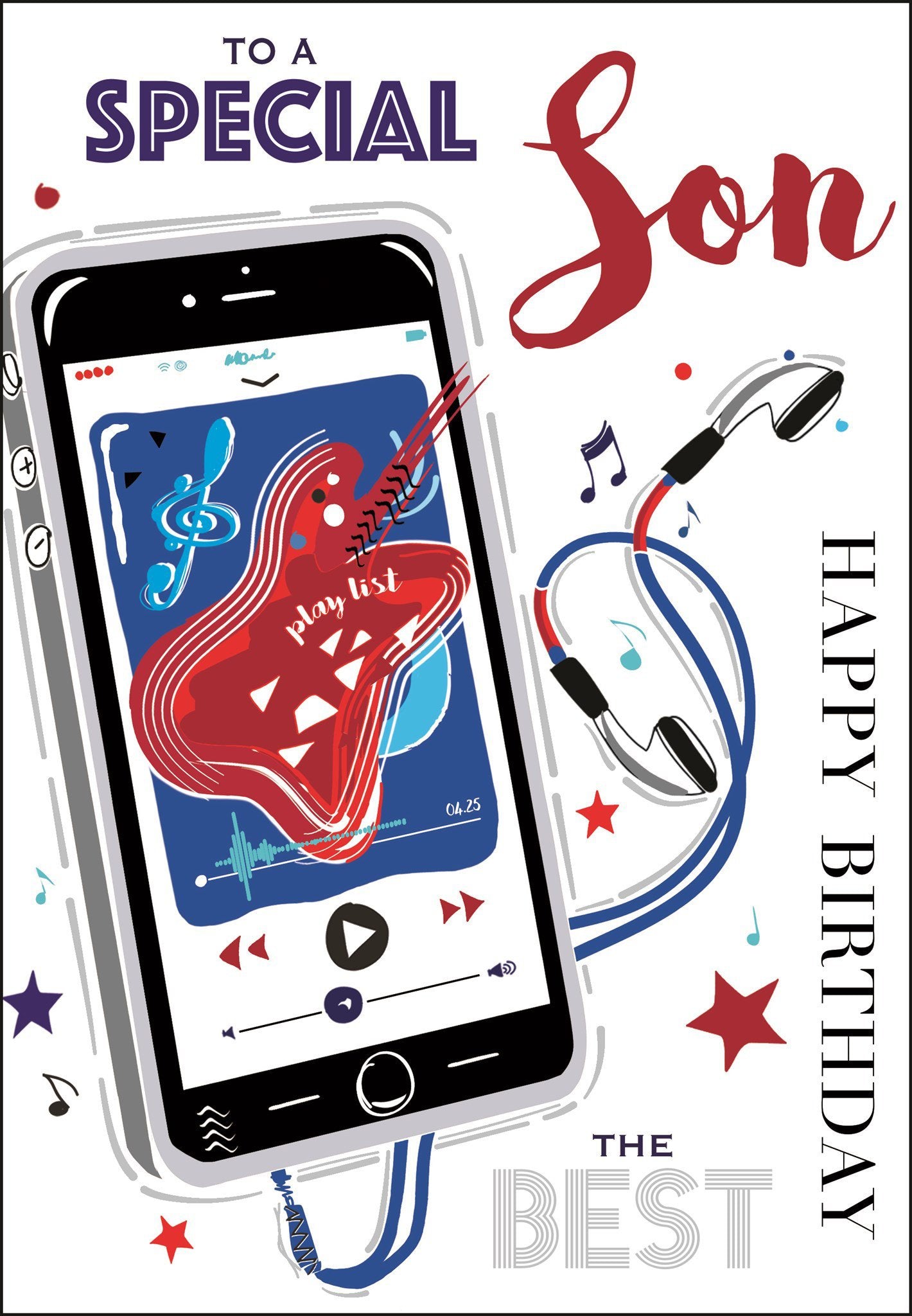Front of Son Birthday Mobile Music Greetings Card