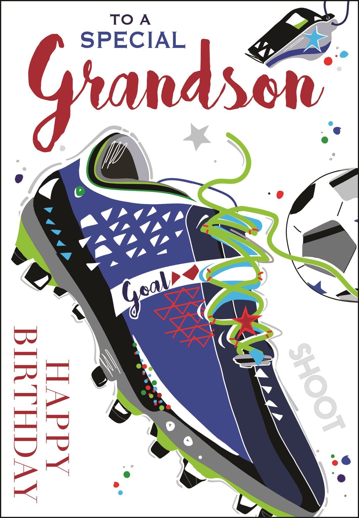 Front of Grandson Birthday Football Boots Greetings Card