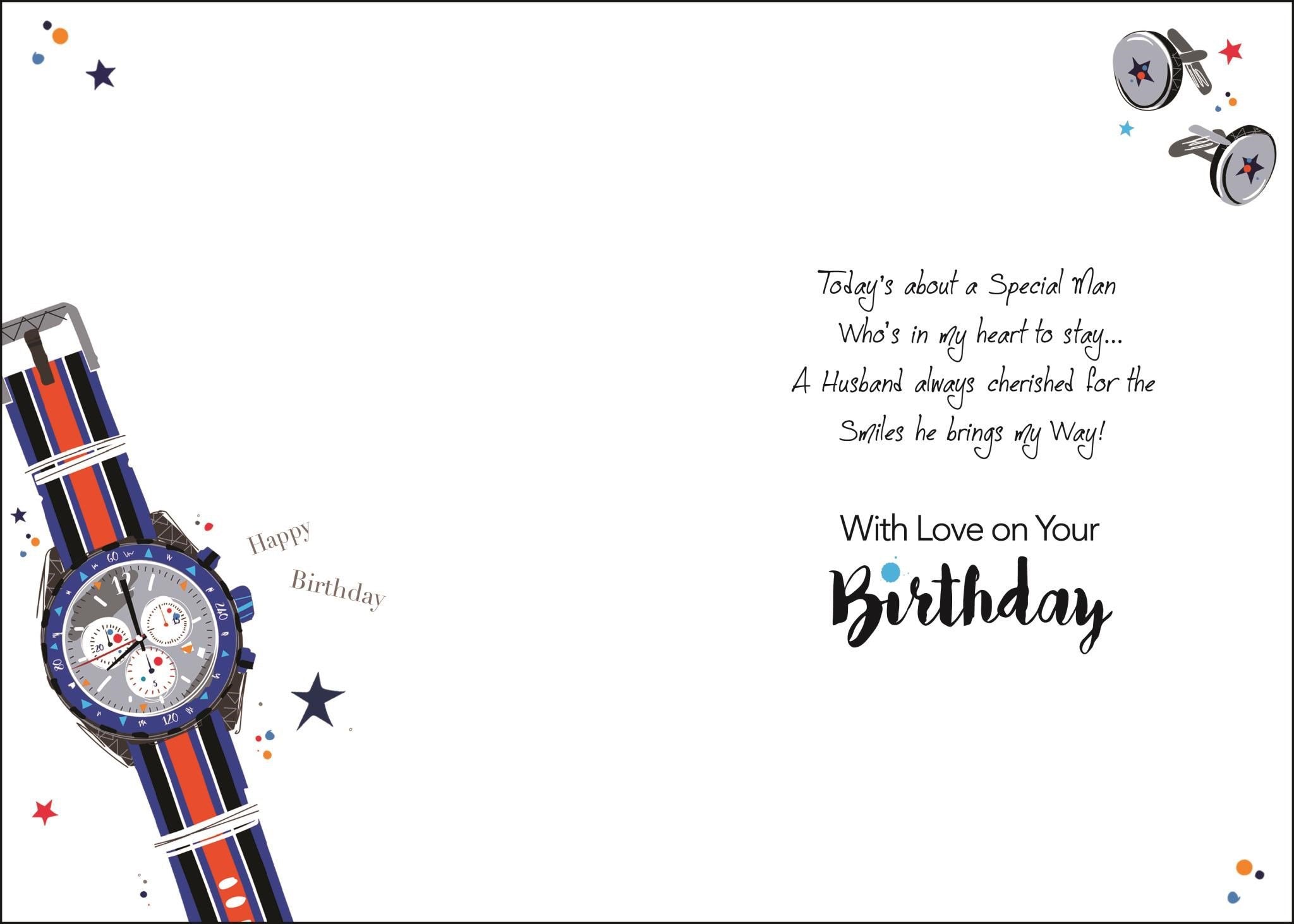 Inside of Husband Birthday Fashion Special Greetings Card