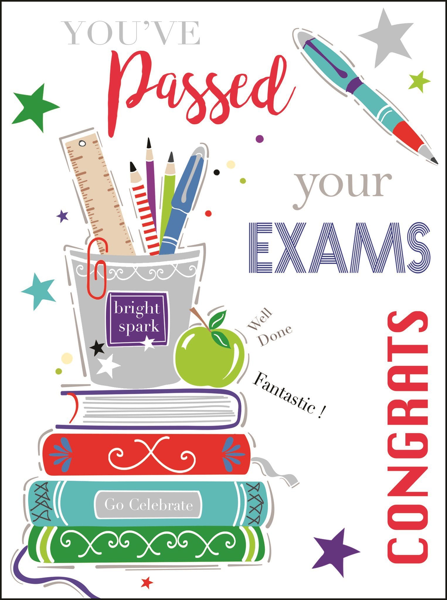Front of Passed Exams Books Congrats Greetings Card