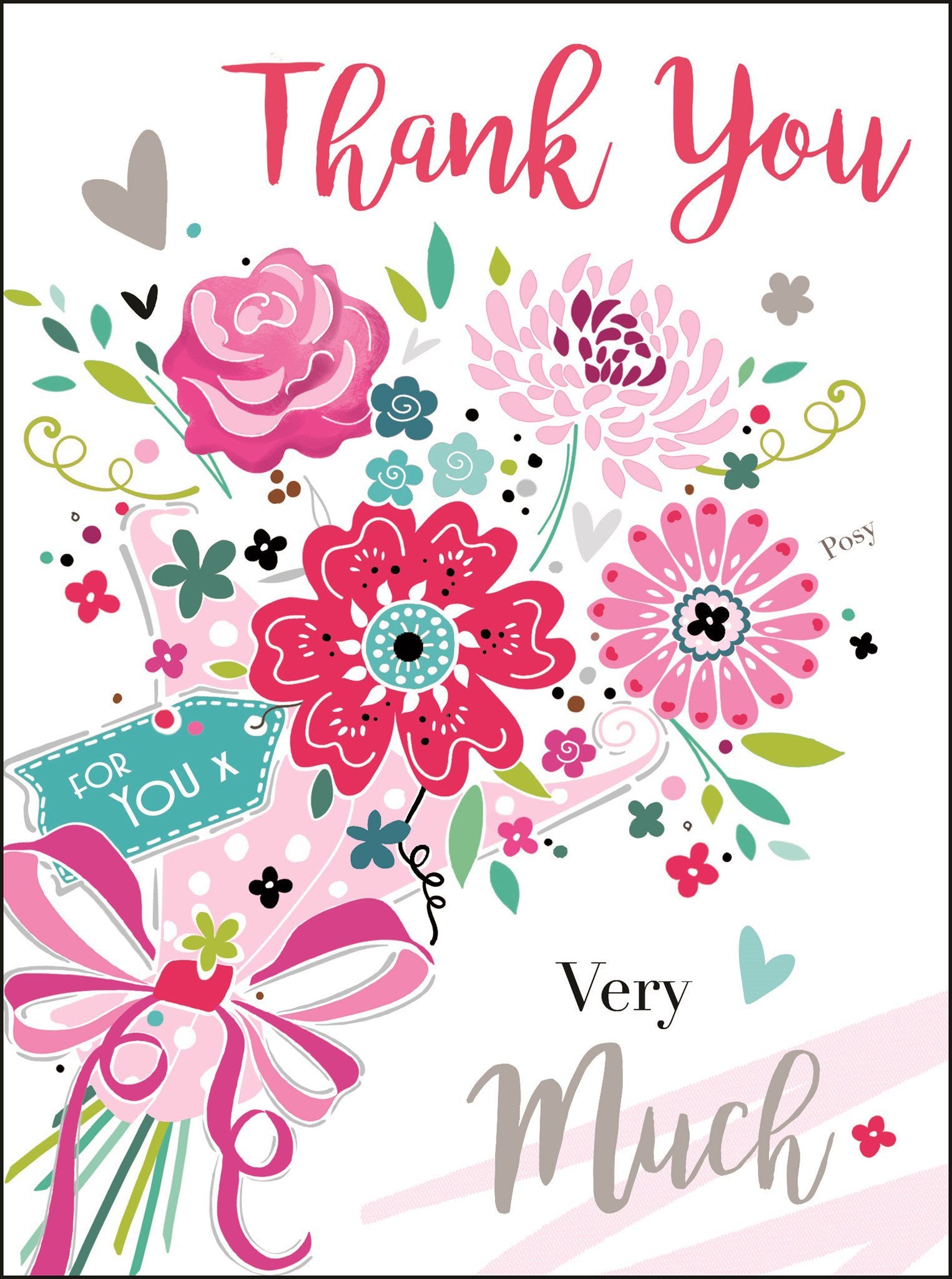 Front of Thank you Floral Bouquet Greetings Card