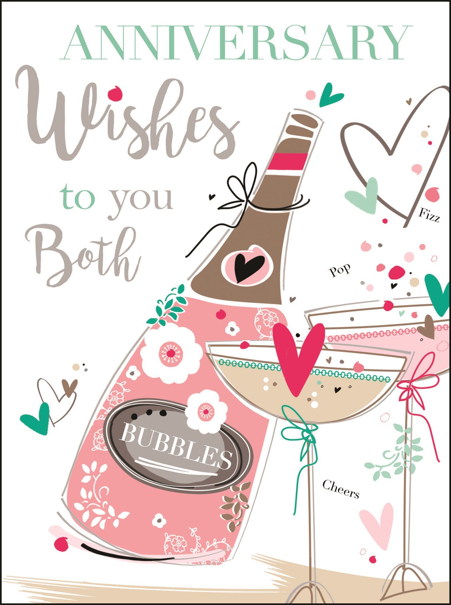 Front of Open Anniversary Bottle to Both Greetings Card