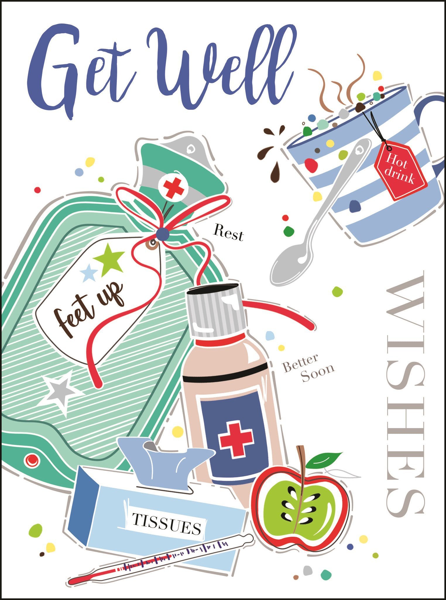Front of Get Well Meds Feet Up Greetings Card