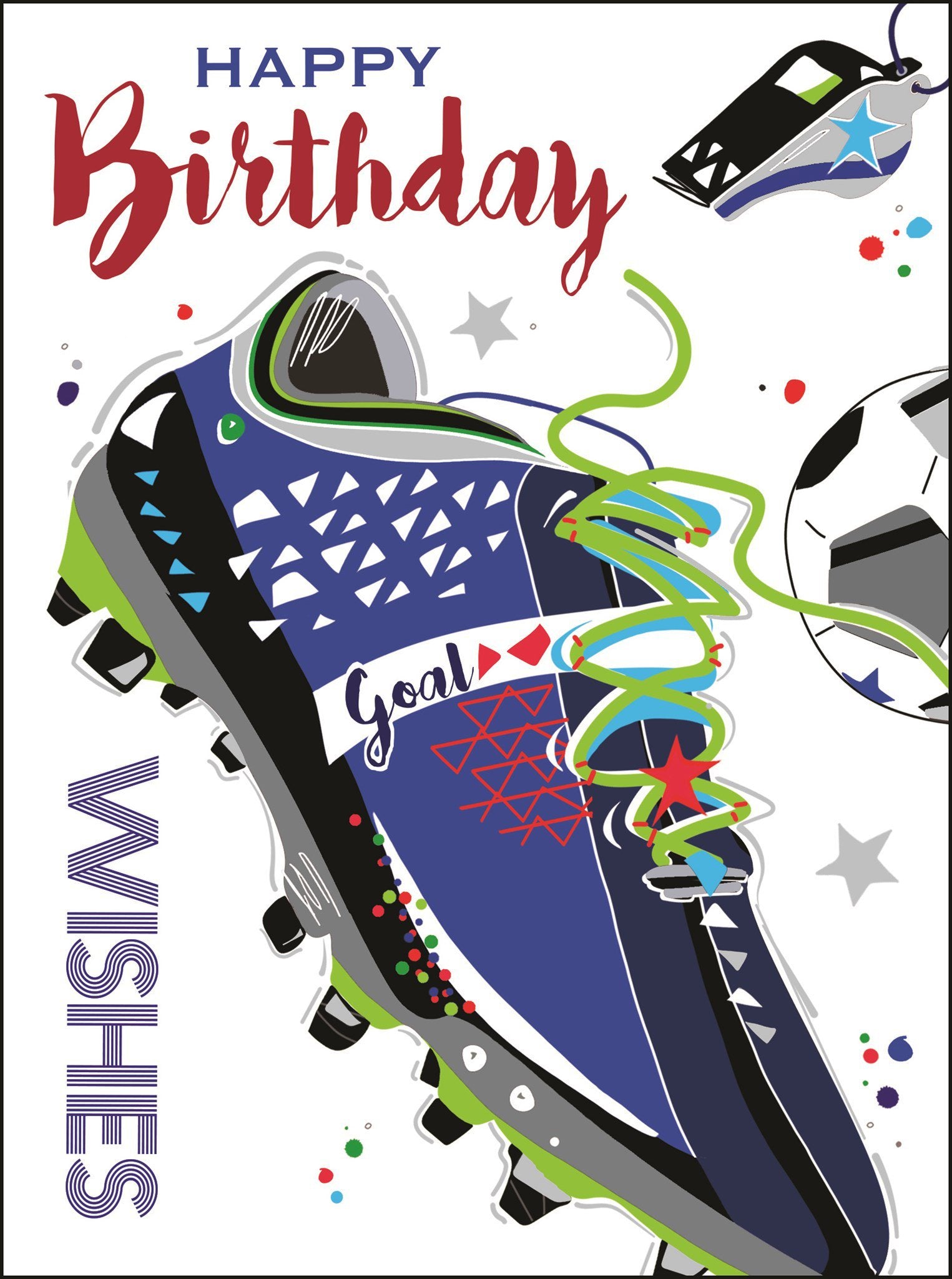 Front of Open Male Birthday Football Boot Greetings Card