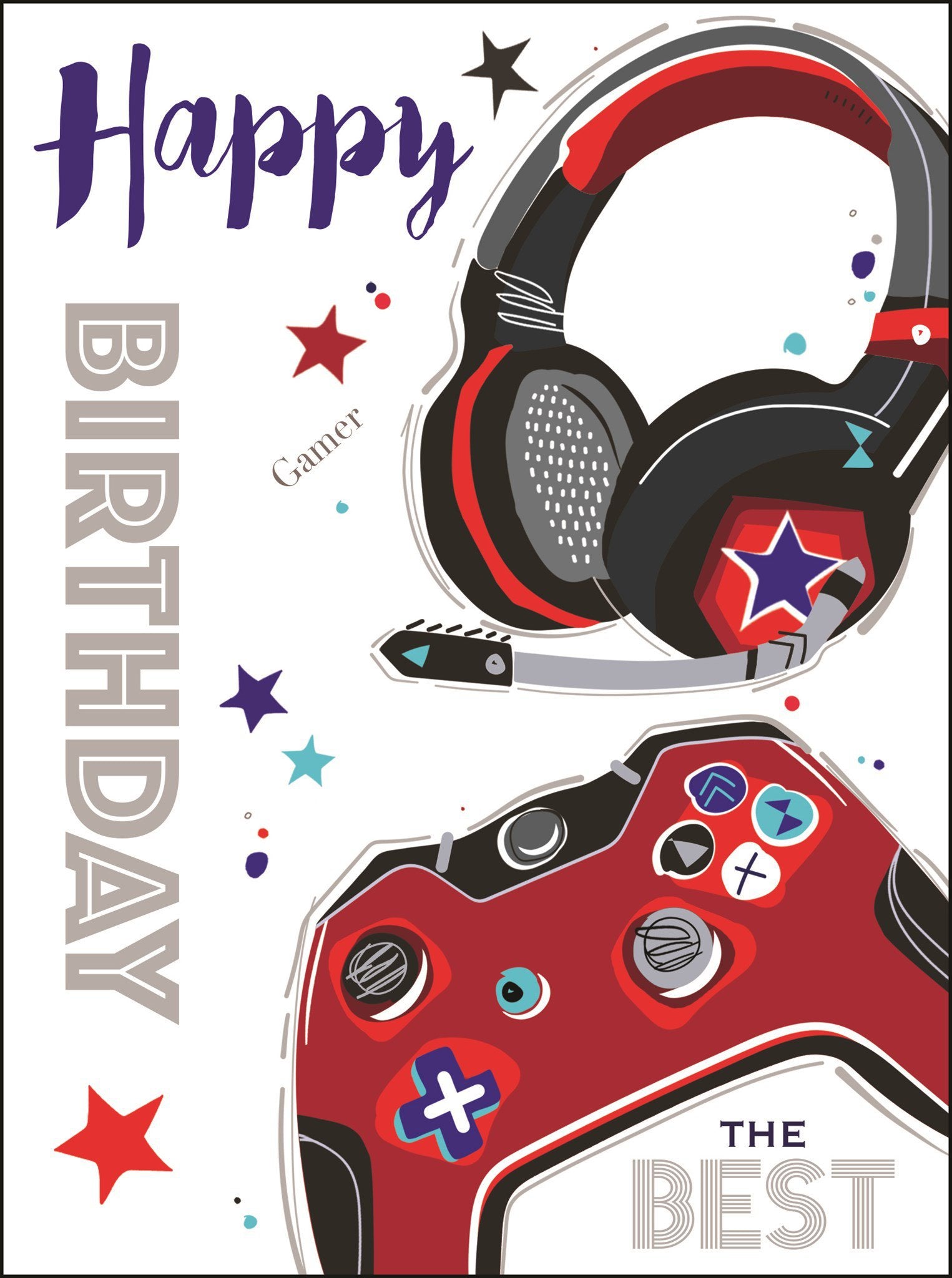 Front of Open Male Birthday Games Console Greetings Card