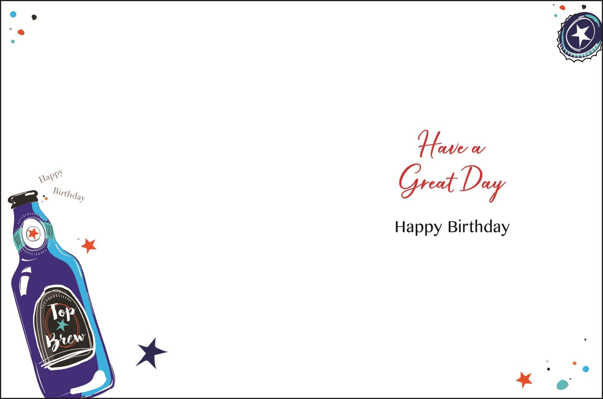 Inside of Open Male Birthday Beer Bottle Greetings Card