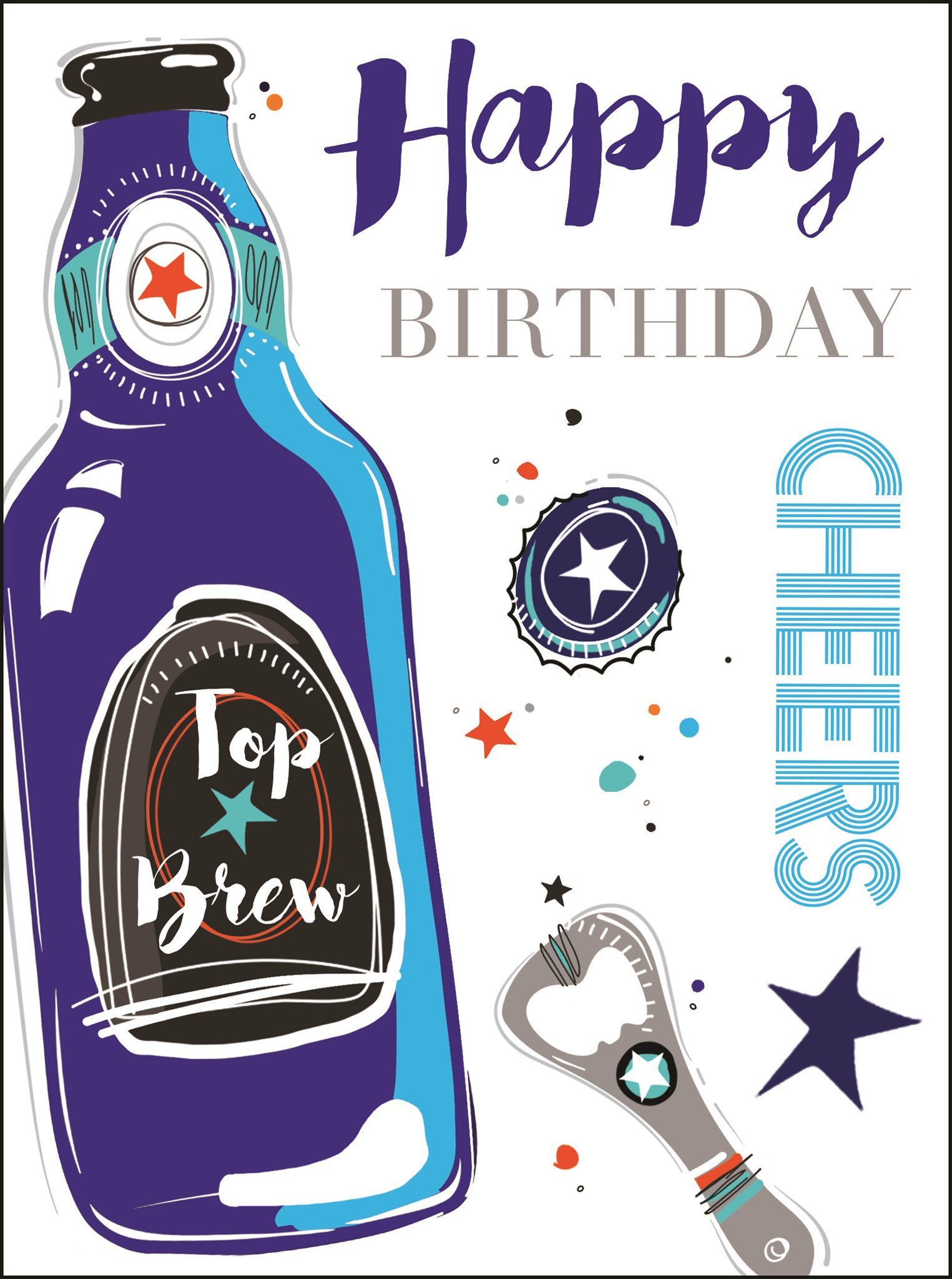 Front of Open Male Birthday Beer Bottle Greetings Card
