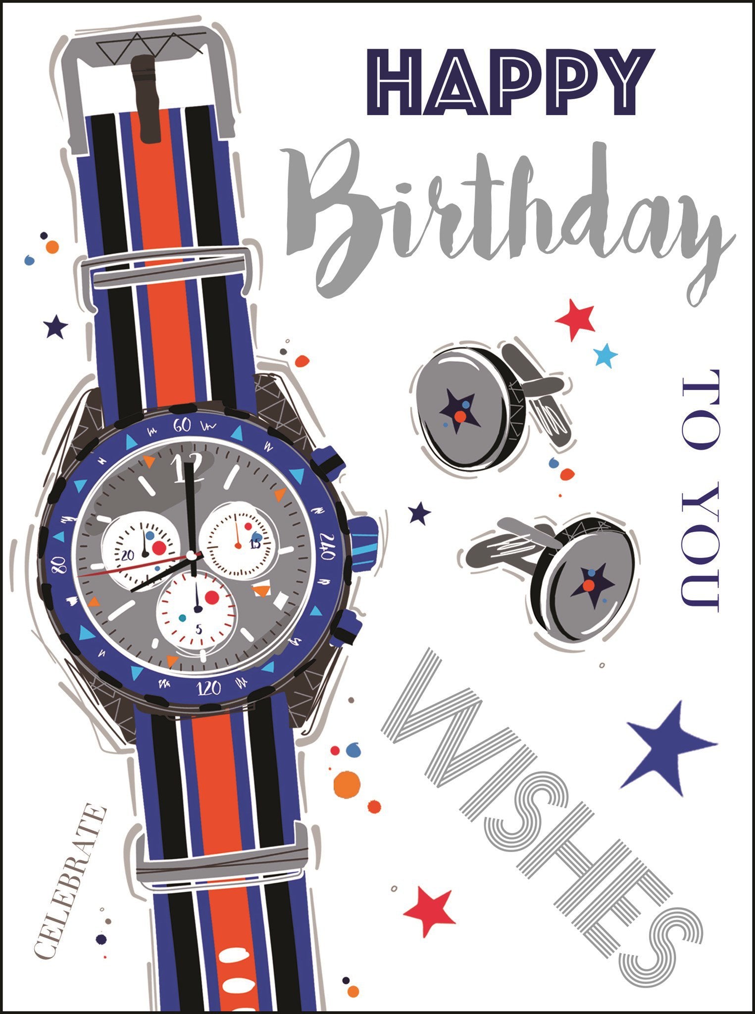 Front of Open Male Birthday Watch Greetings Card