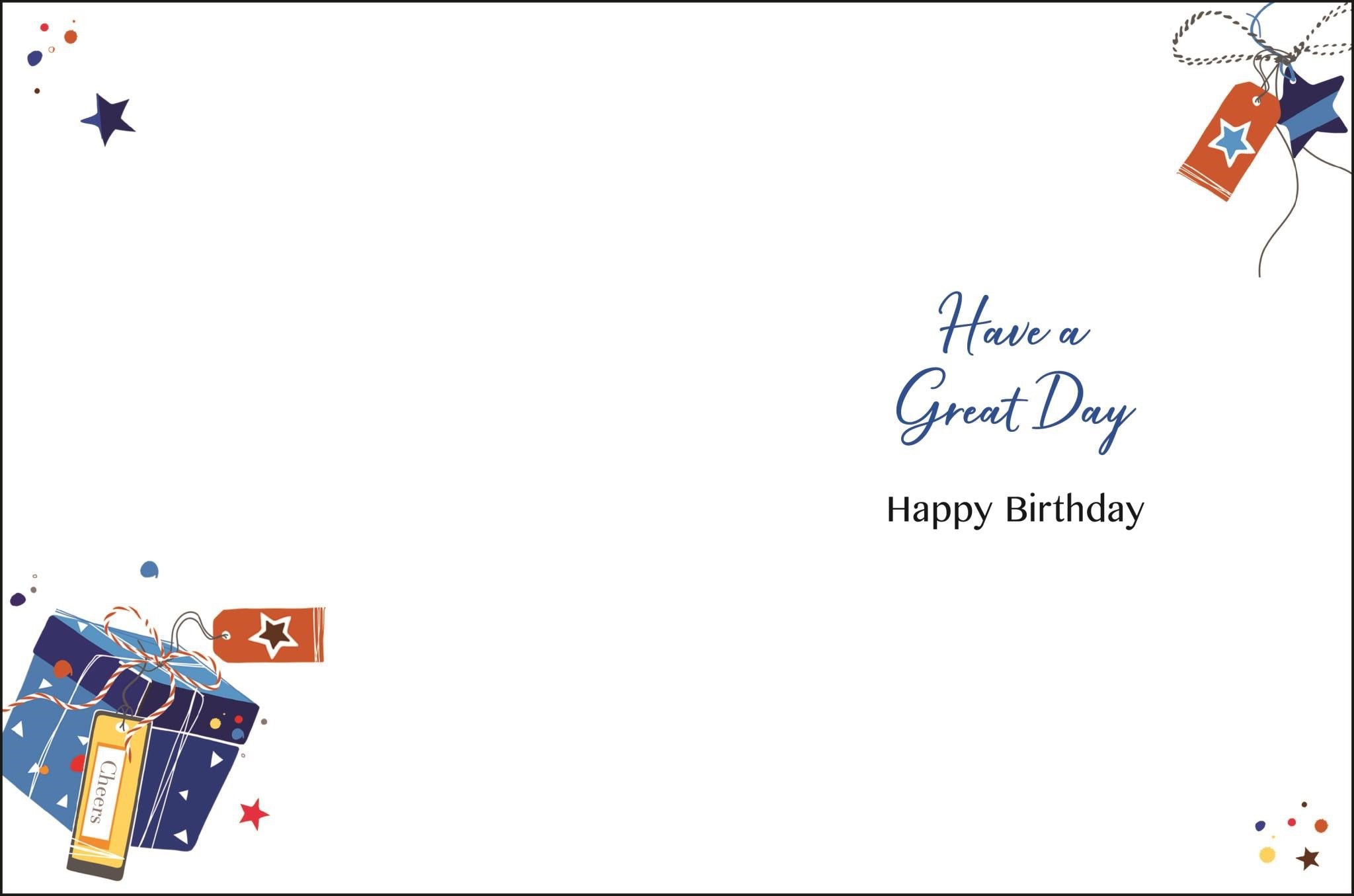 Inside of Open Male Birthday Pint Beer Greetings Card