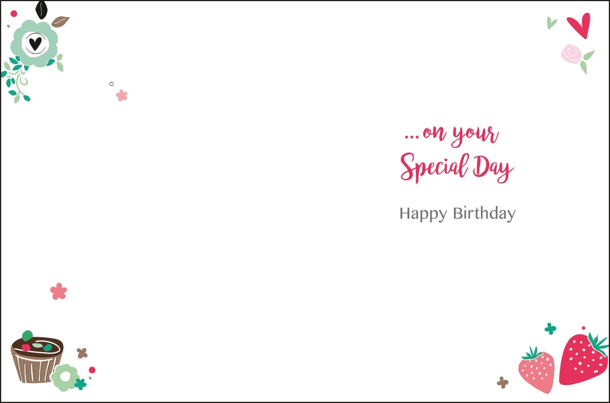 Inside of Birthday Glass & Chocs Greetings Card