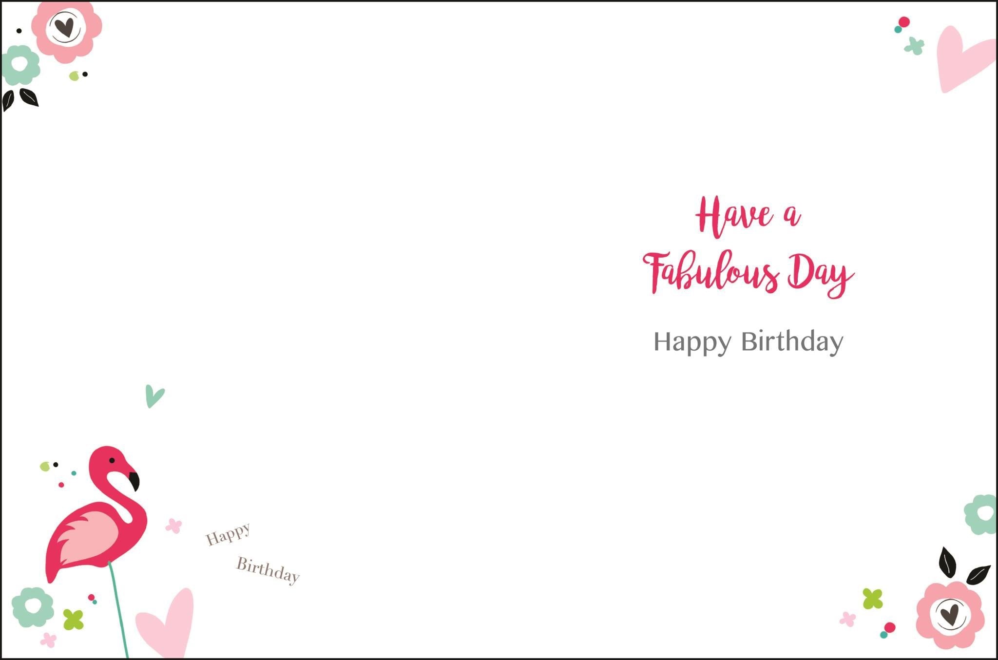 Inside of Birthday Wishes Flamingo Greetings Card