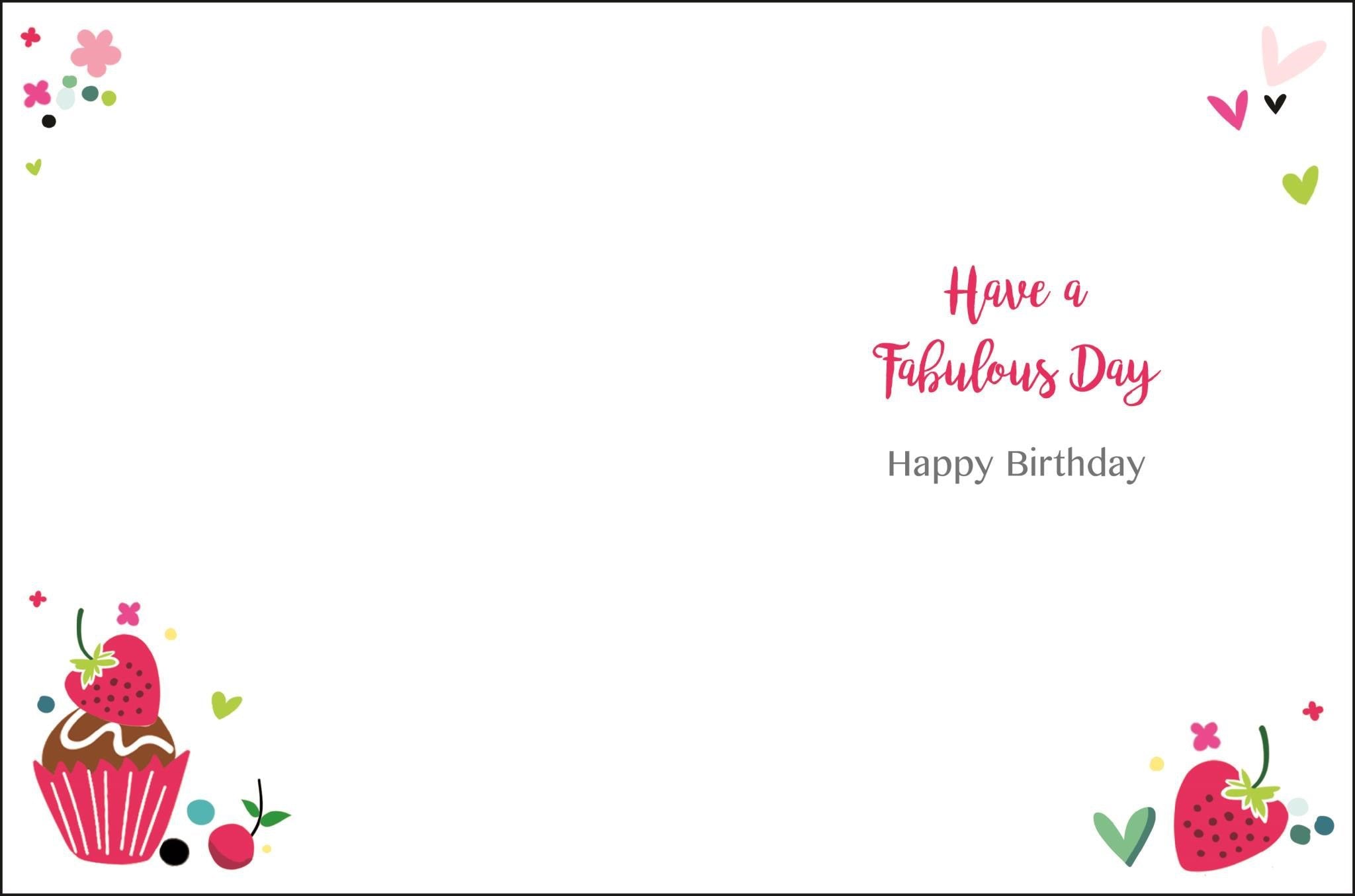 Inside of Open Female Birthday Cake Greetings Card