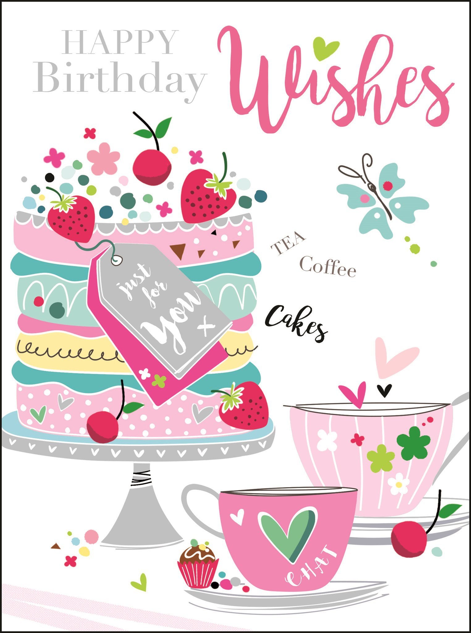 Front of Open Female Birthday Cake Greetings Card