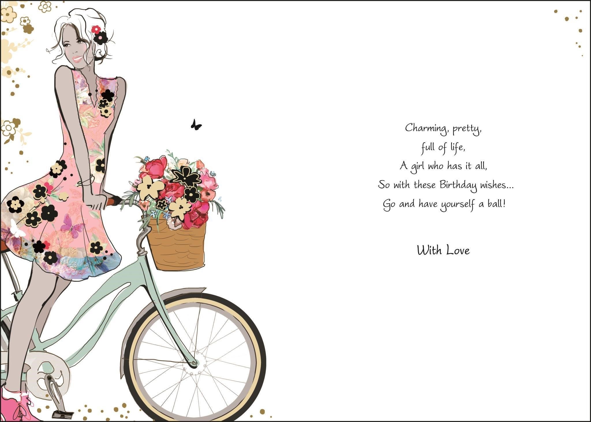 Inside of Wonderful Granddaughter Birthday Bike Greetings Card