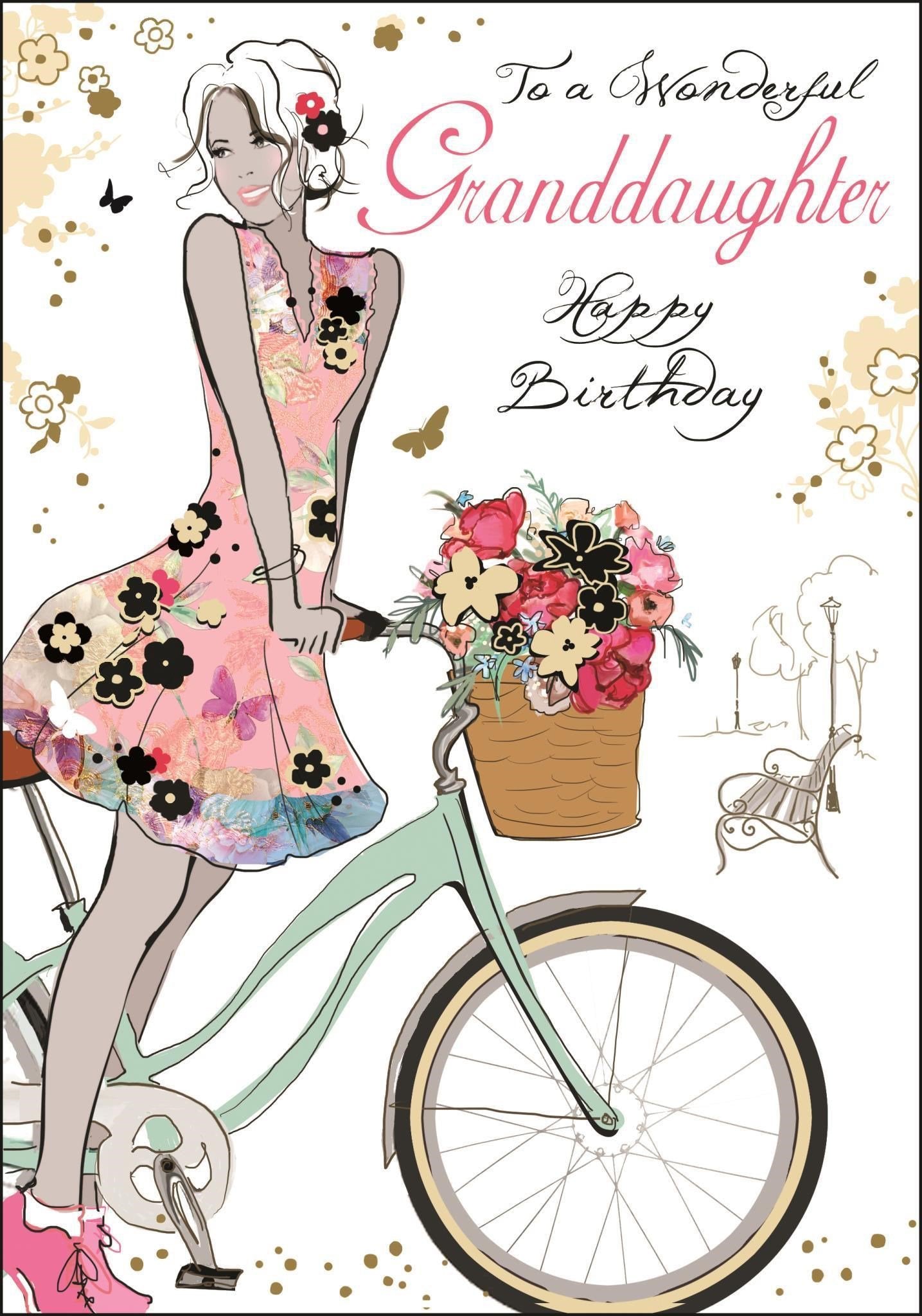 Front of Wonderful Granddaughter Birthday Bike Greetings Card