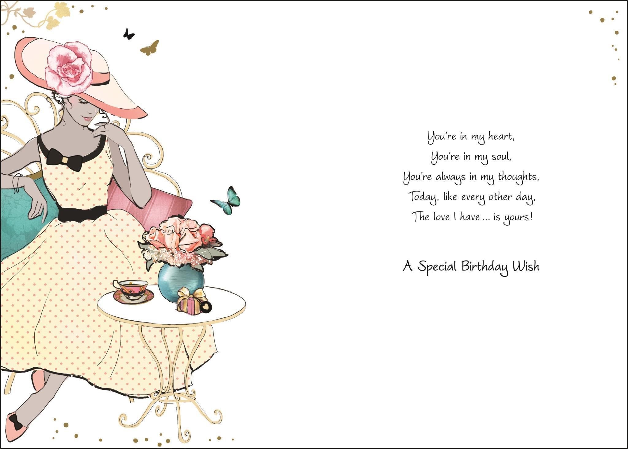Inside of Wife Birthday Dress & Hat Greetings Card