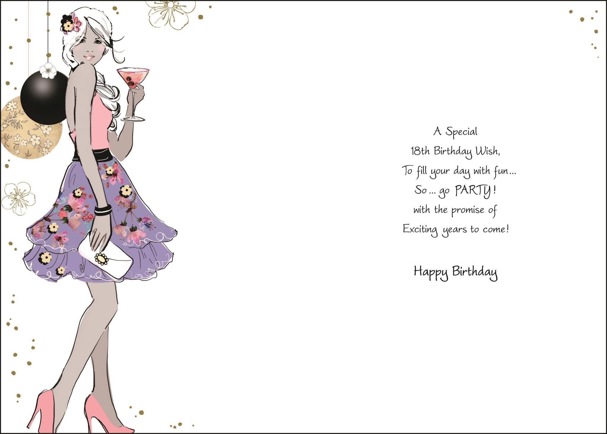 Inside of 18th Birthday Party Dress Greetings Card