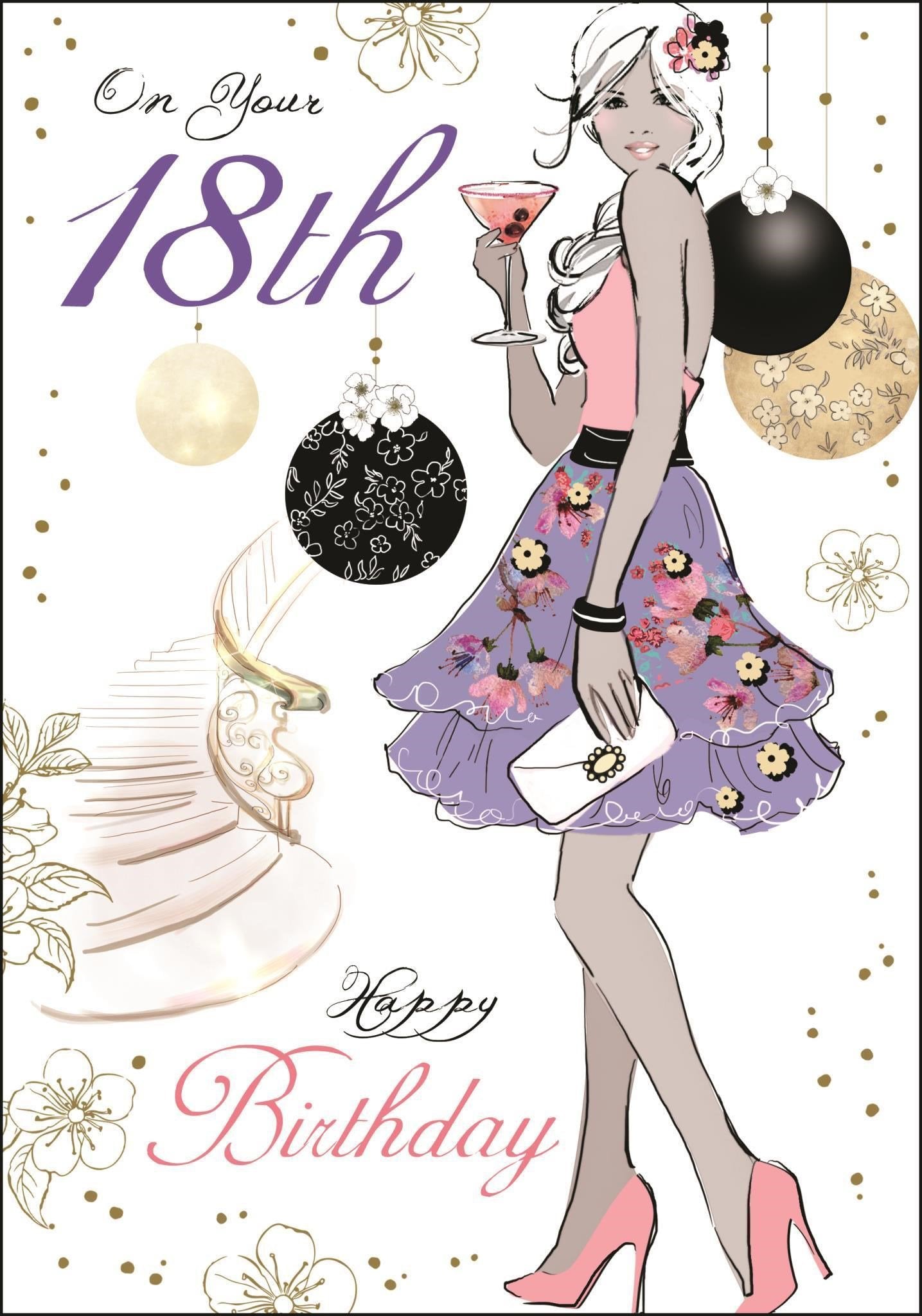Front of 18th Birthday Party Dress Greetings Card