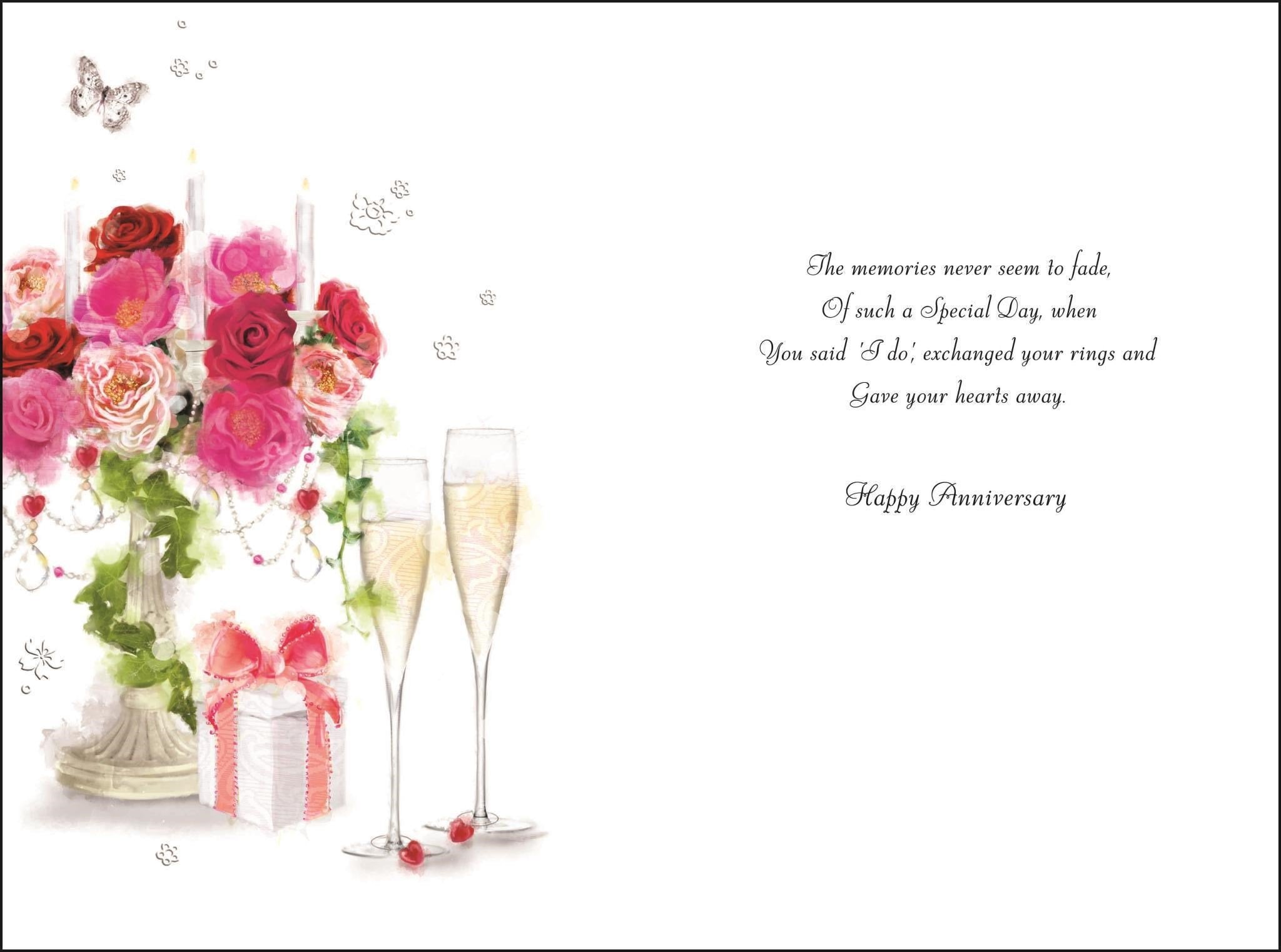 Inside of Anniversary Sis & Bro in Law Flutes Greetings Card