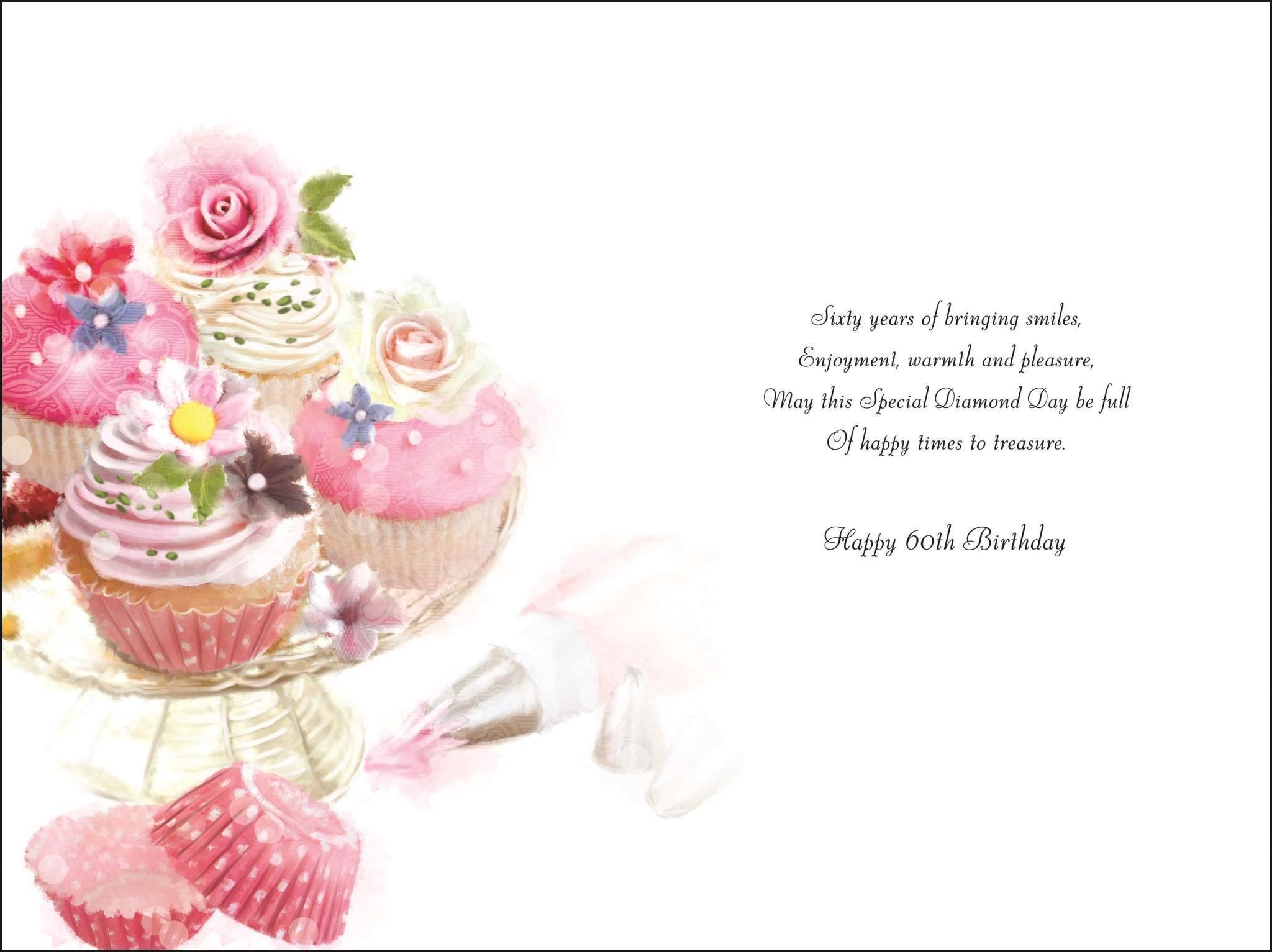 Inside of 60th Birthday Cupcakes Creation Greetings Card