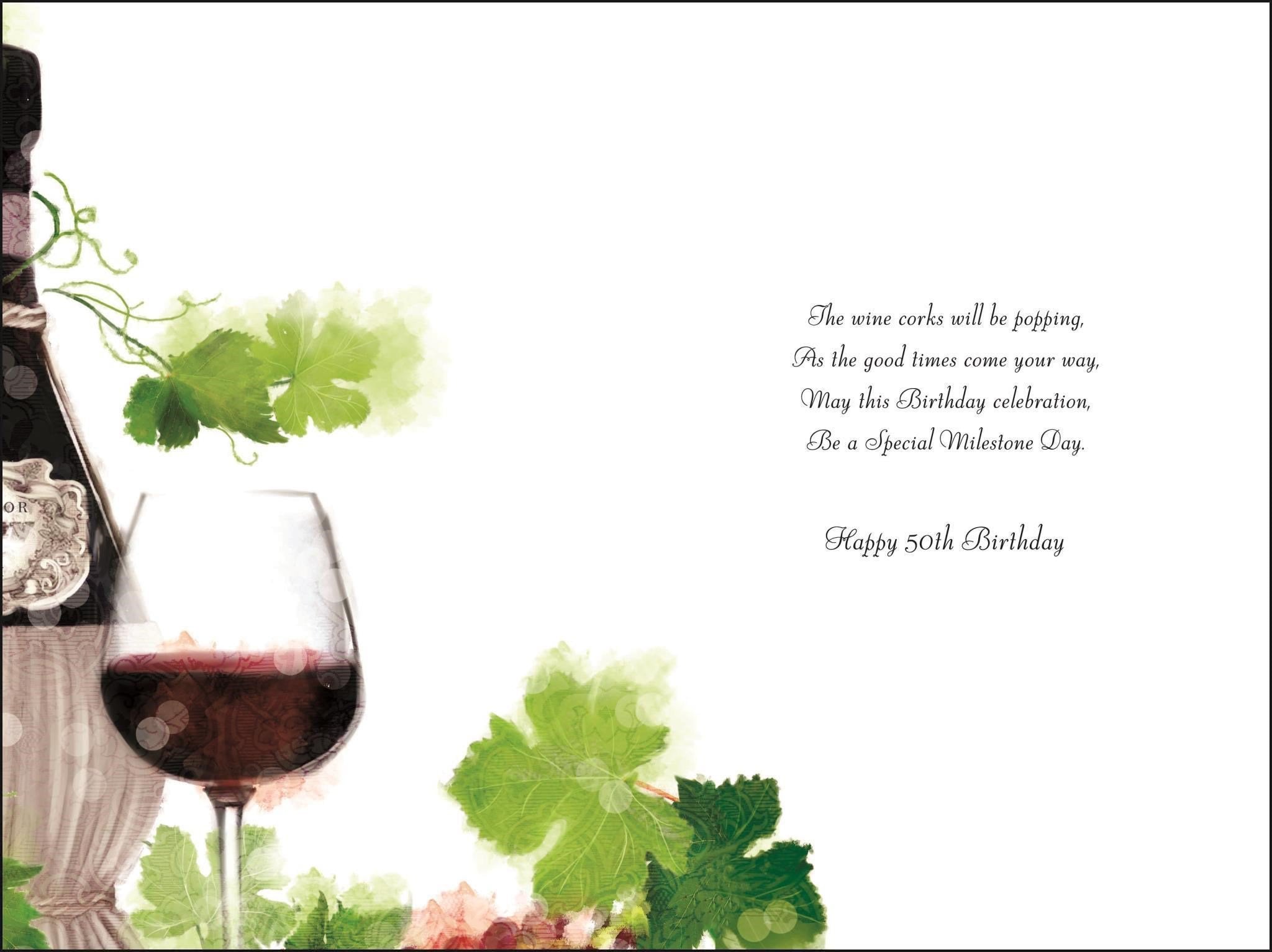 Inside of 50th Birthday Vintage Wine Greetings Card
