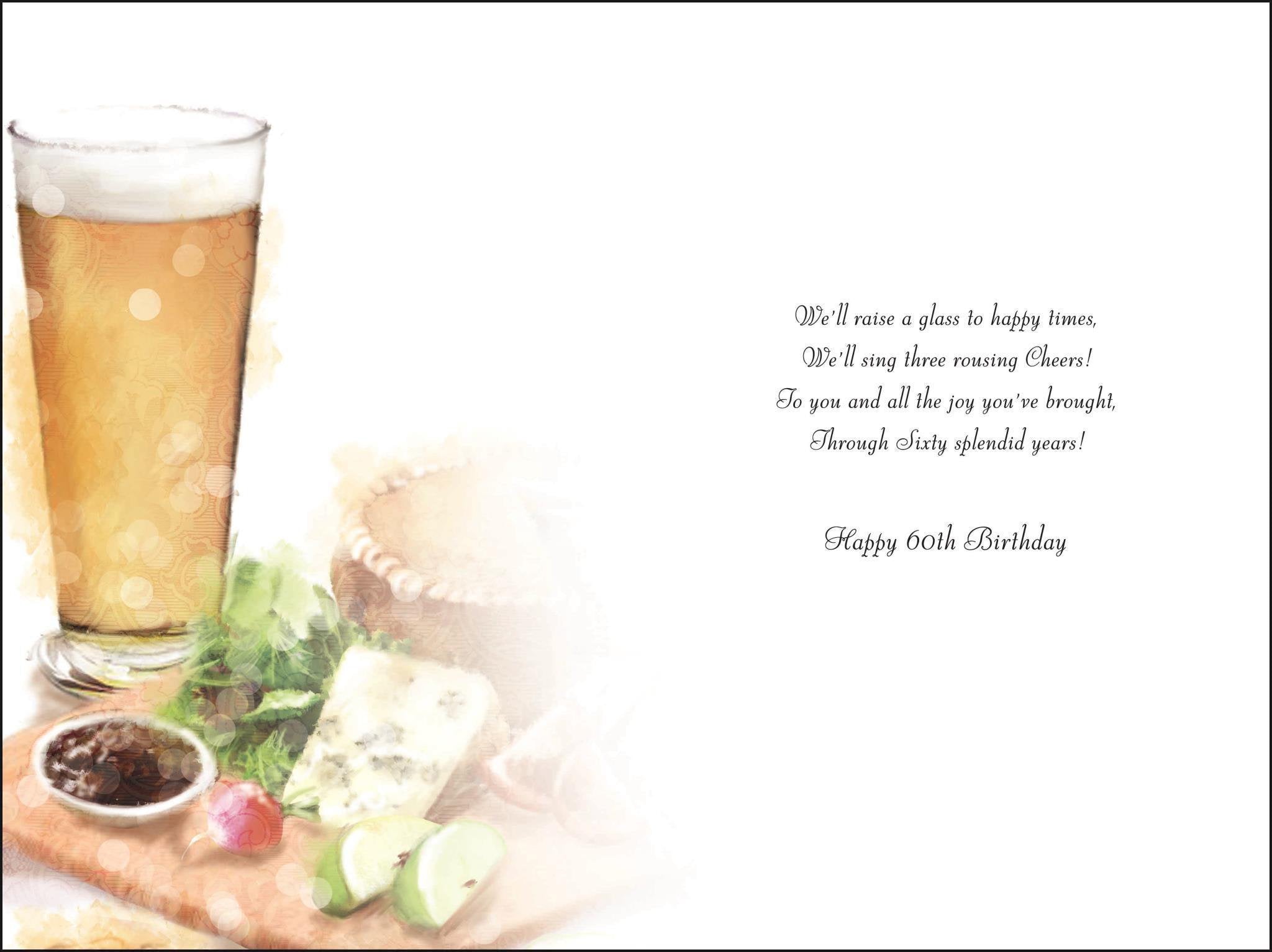 Inside of 60th Birthday Beer Pie Greetings Card