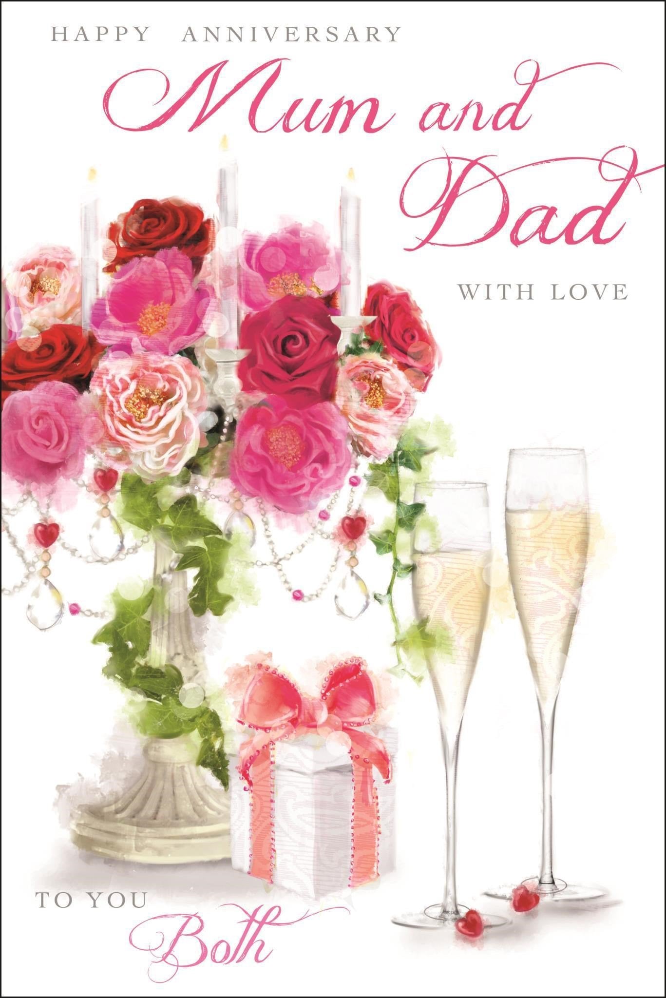 Front of Anniversary Mum & Dad Flutes Greetings Card