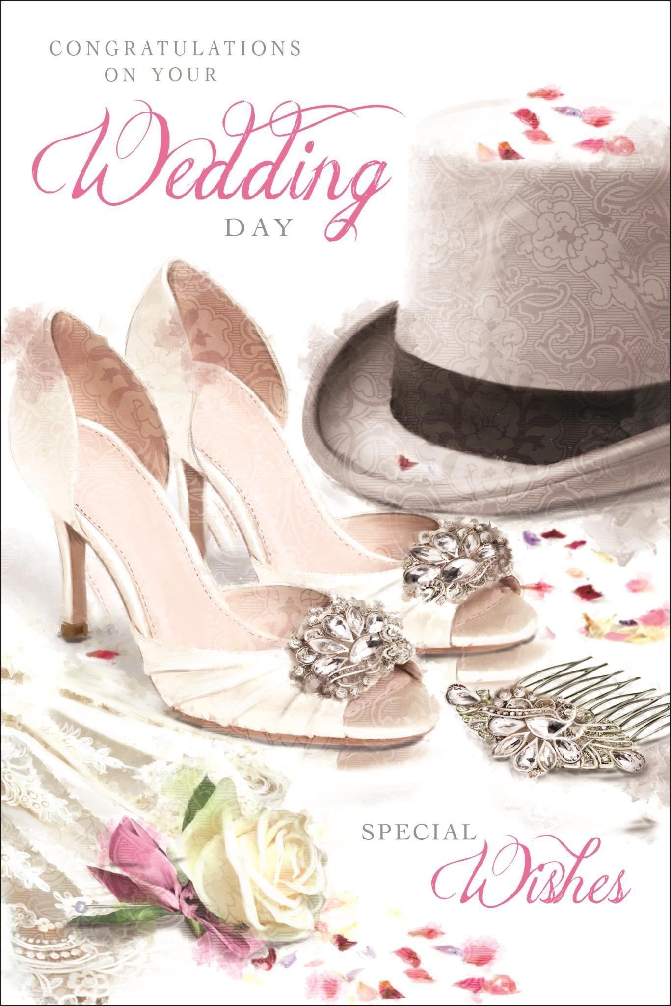 Front of Wedding Day Shoes Top Hat Greetings Card