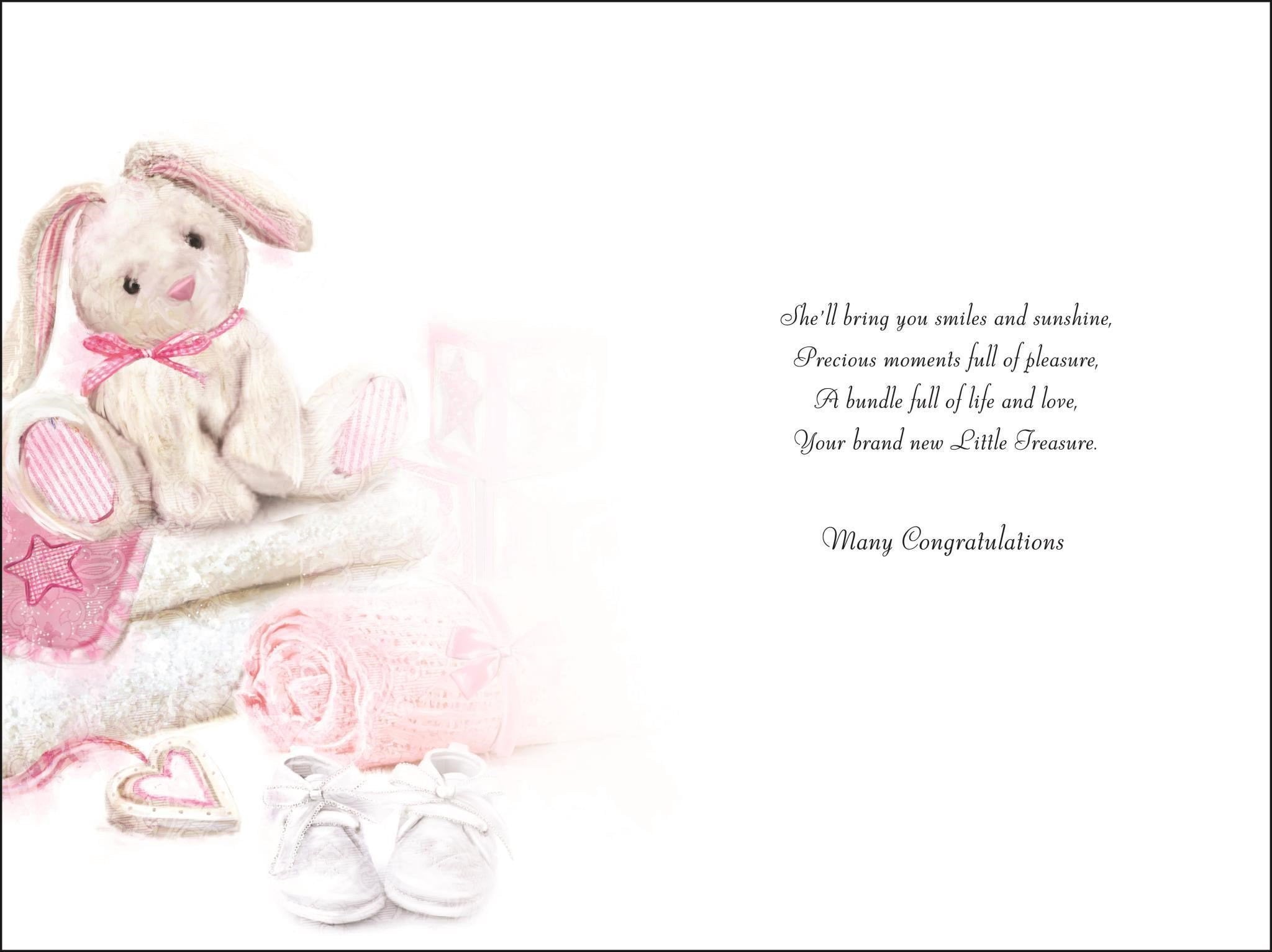 Inside of New Baby Girl Happy Days Greetings Card
