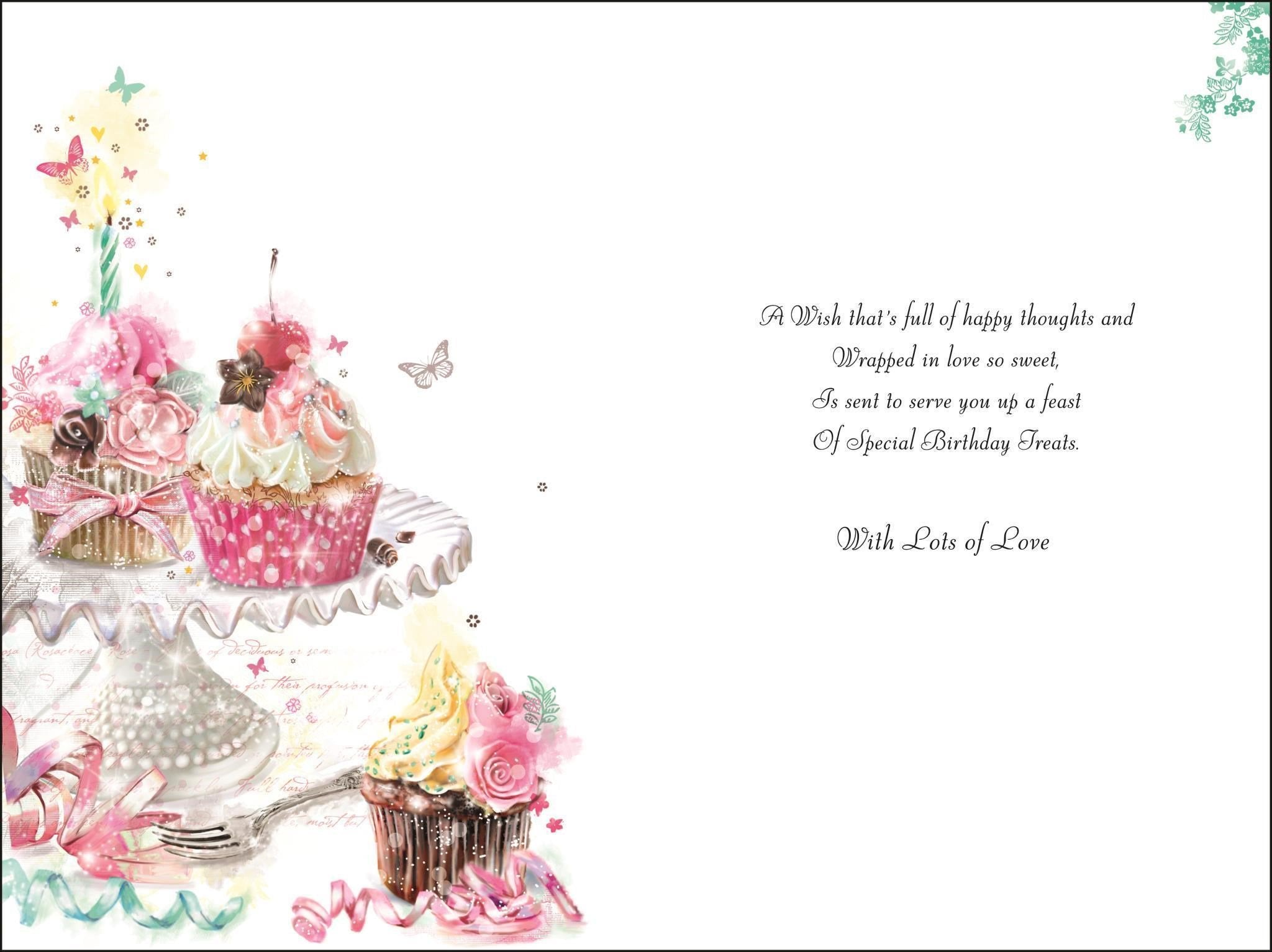 Inside of Granddaughter Birthday Cupcakes Love Greetings Card