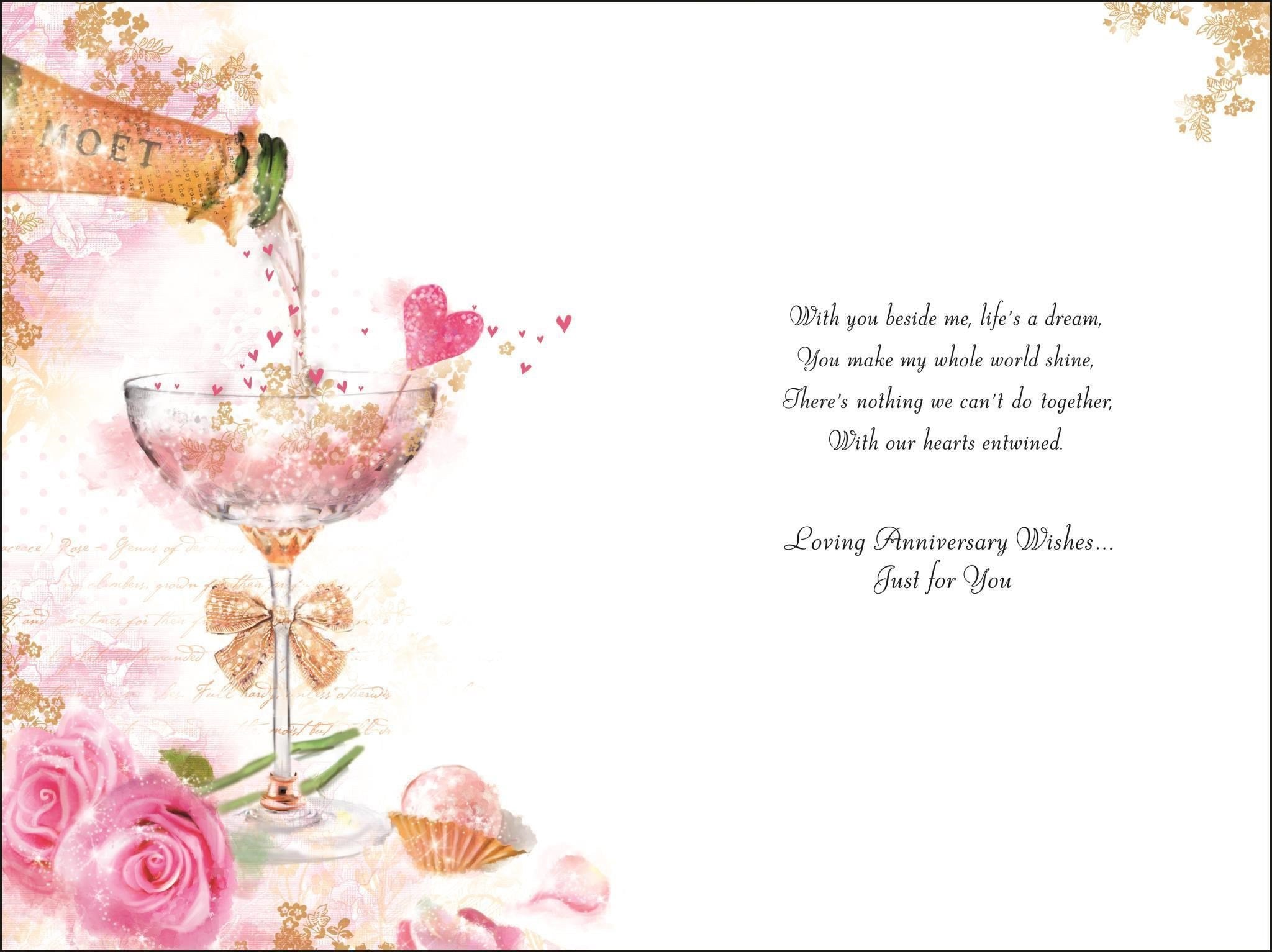 Inside of Anniversary Wife Vintage Glasses Greetings Card