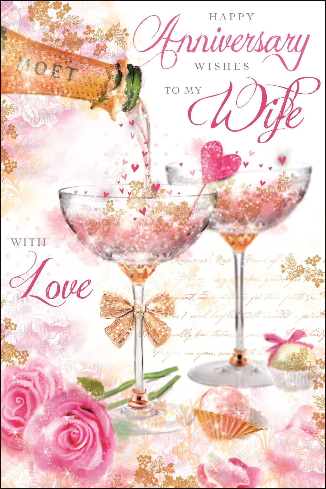 Front of Anniversary Wife Vintage Glasses Greetings Card