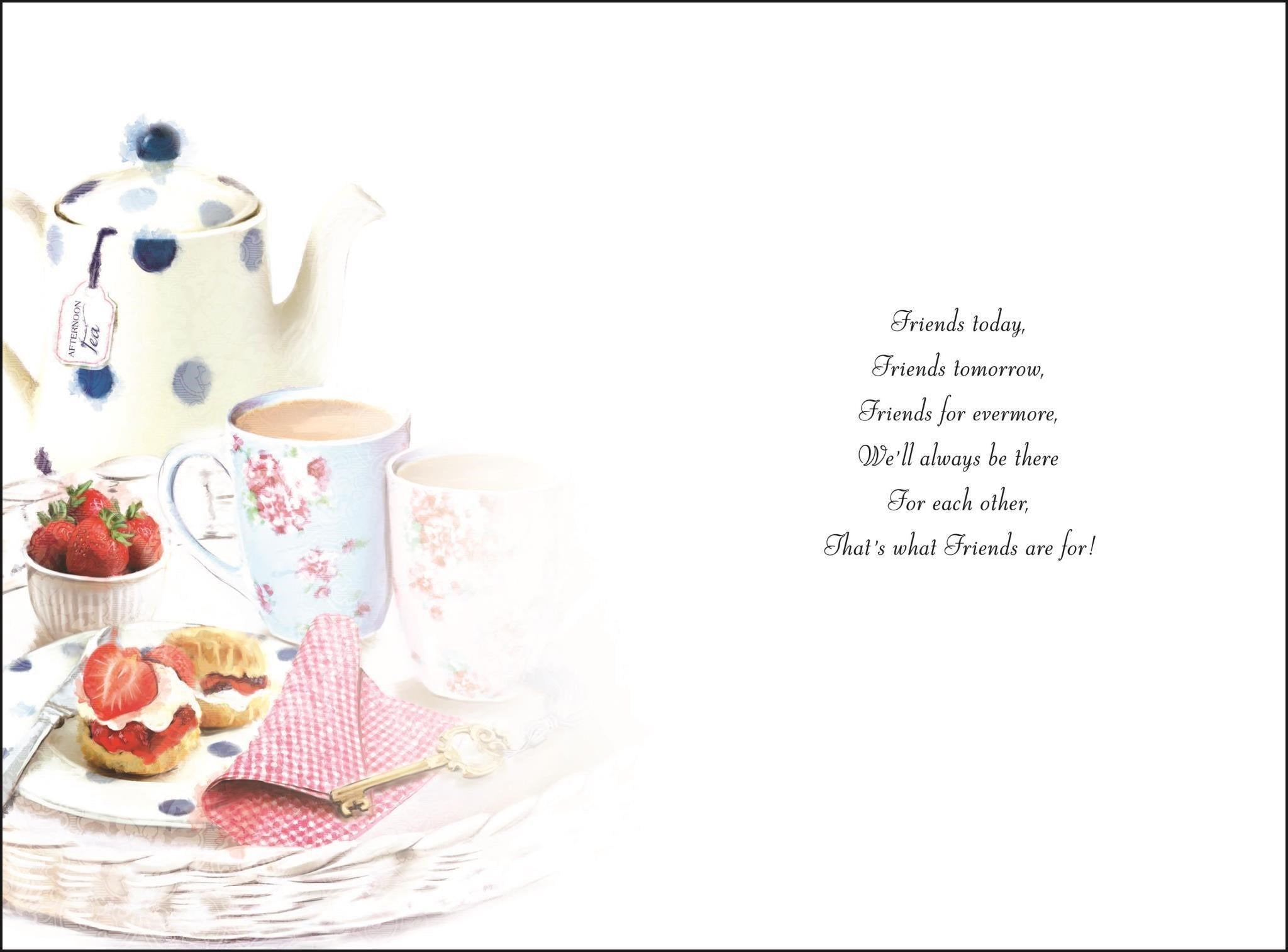 Inside of Lovely Friend Birthday Tea Scones Greetings Card