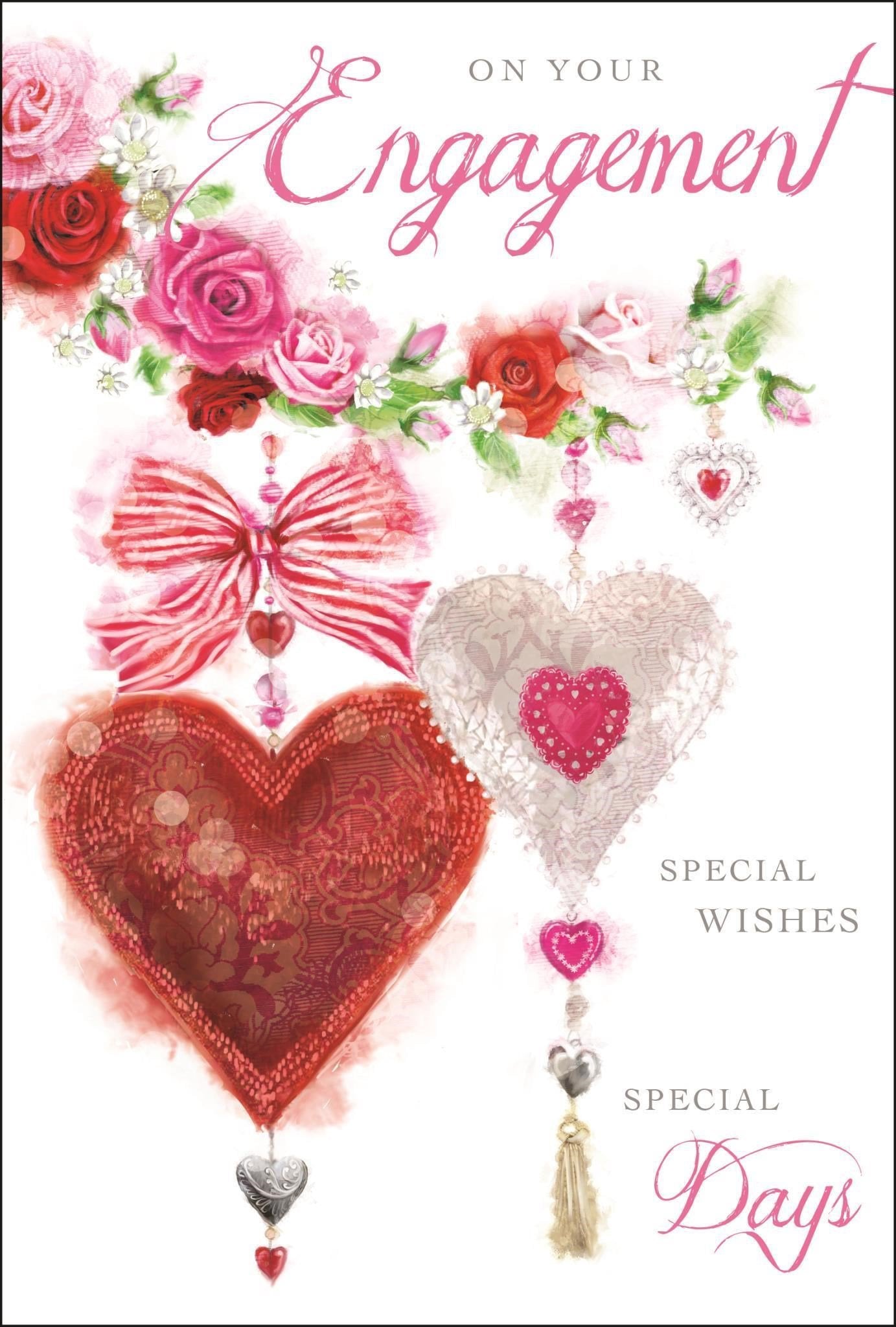 Front of Engagement Hearts Special Days Greetings Card