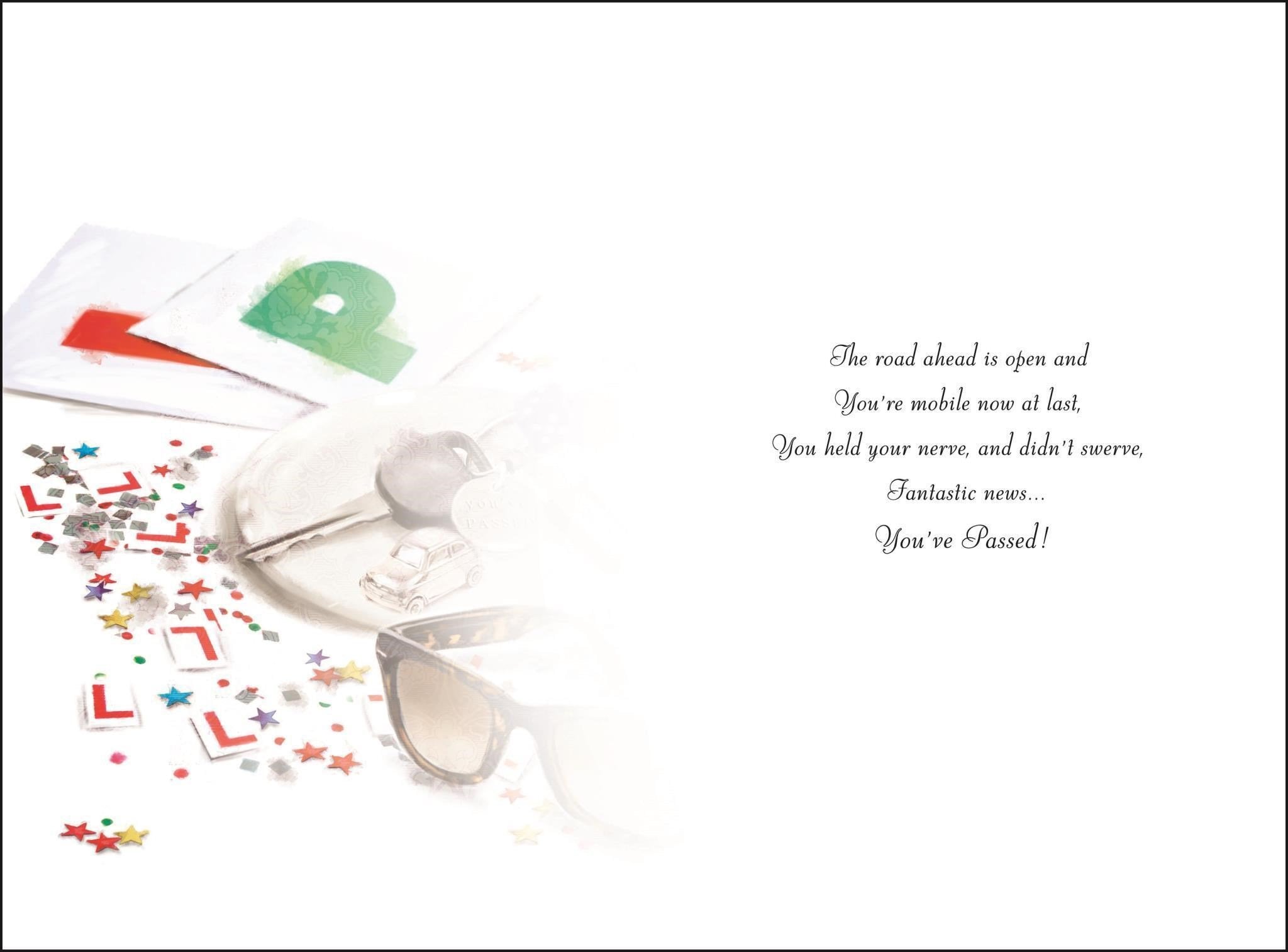 Inside of Passed Your Test Motoring Greetings Card