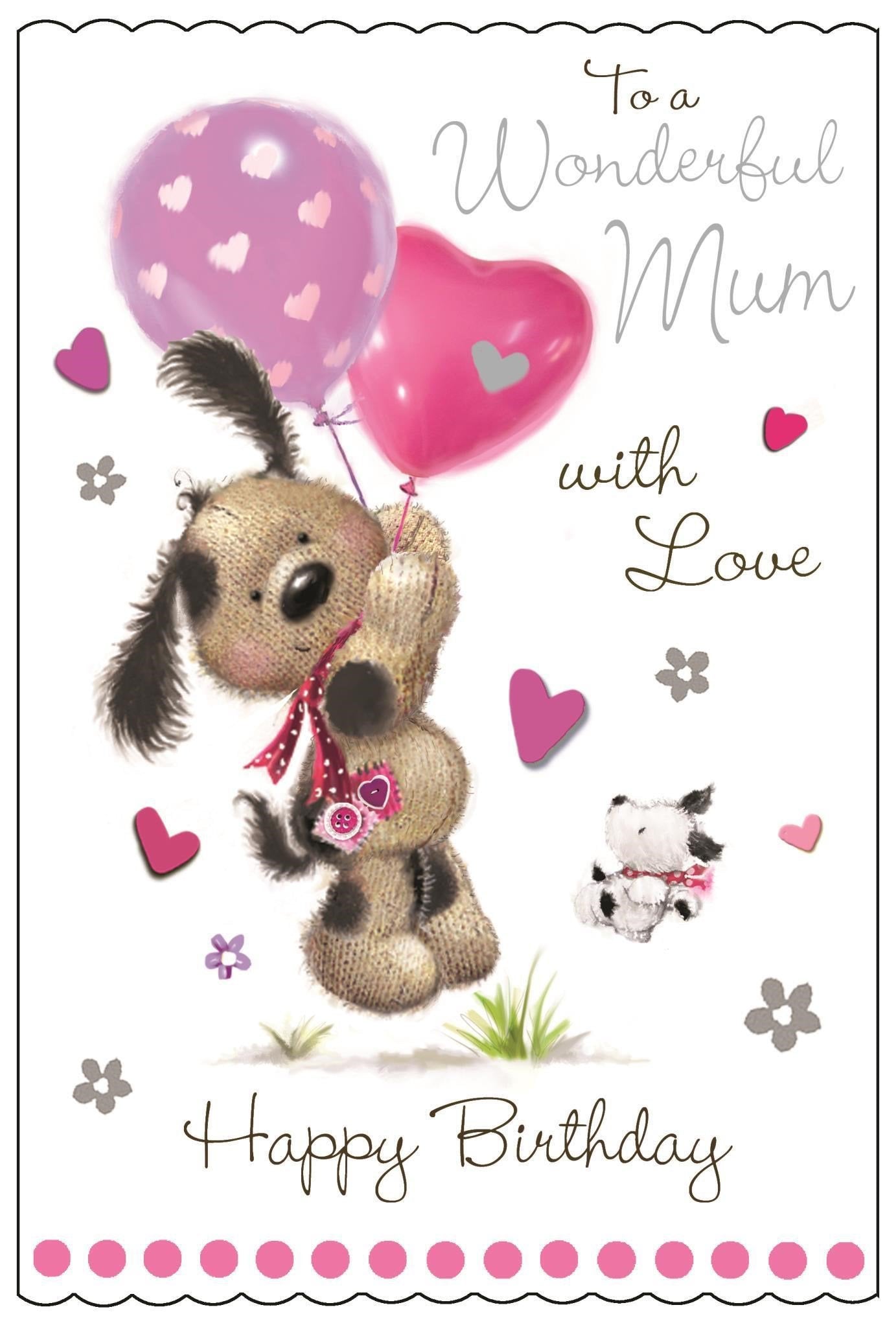 Front of Mum Birthday Balloons Love Greetings Card