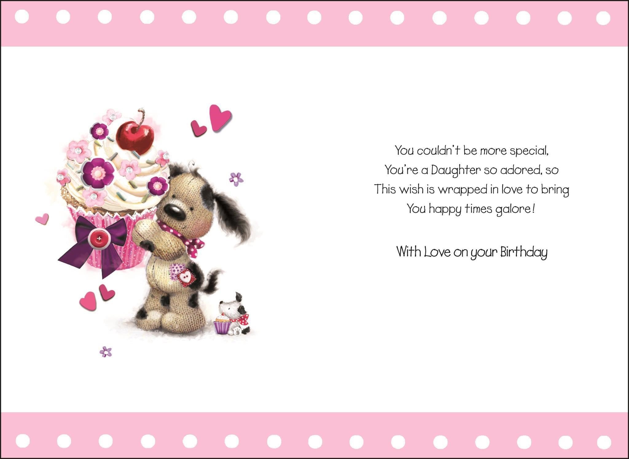 Inside of Daughter Birthday Cupcake Love Greetings Card