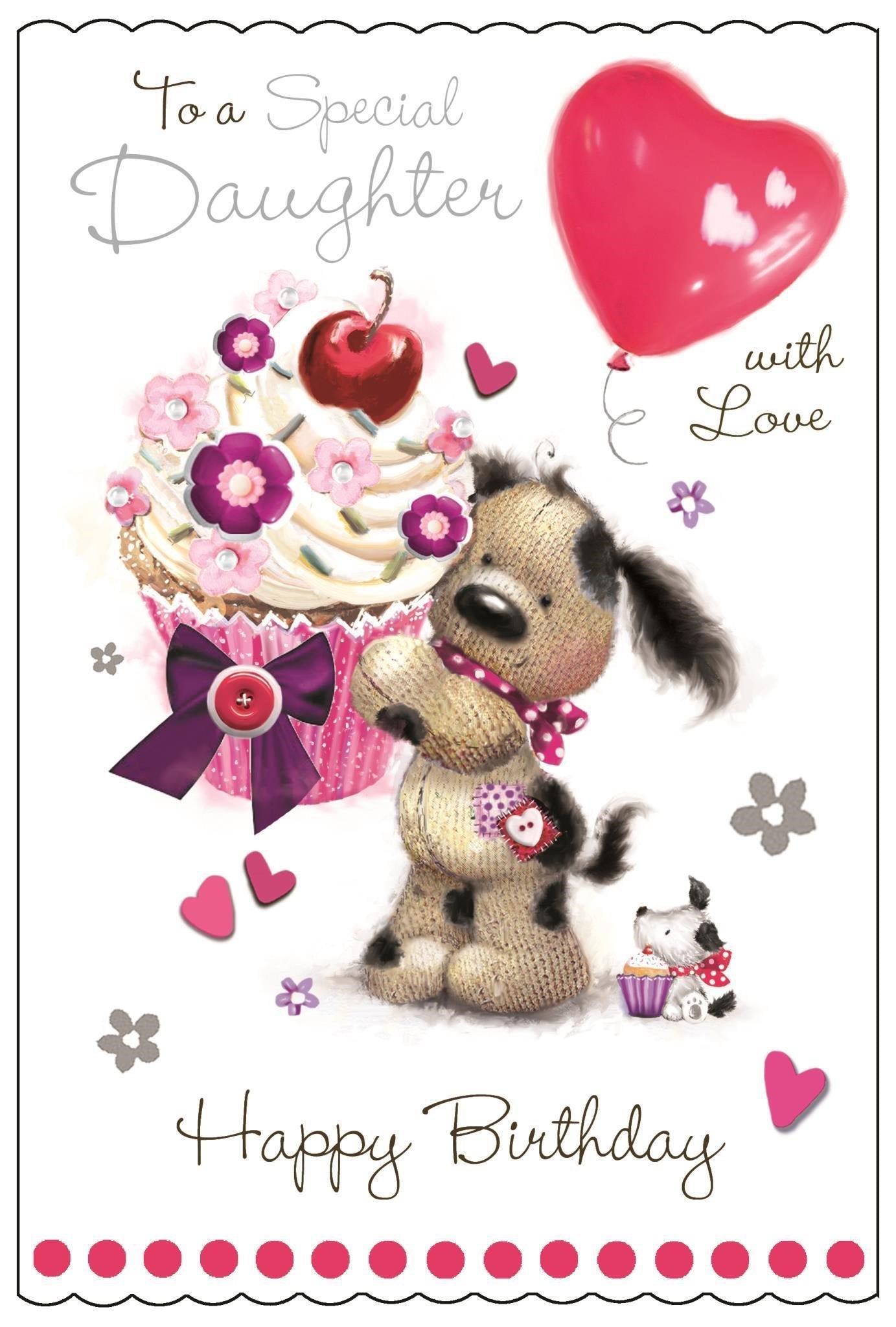 Front of Daughter Birthday Cupcake Love Greetings Card