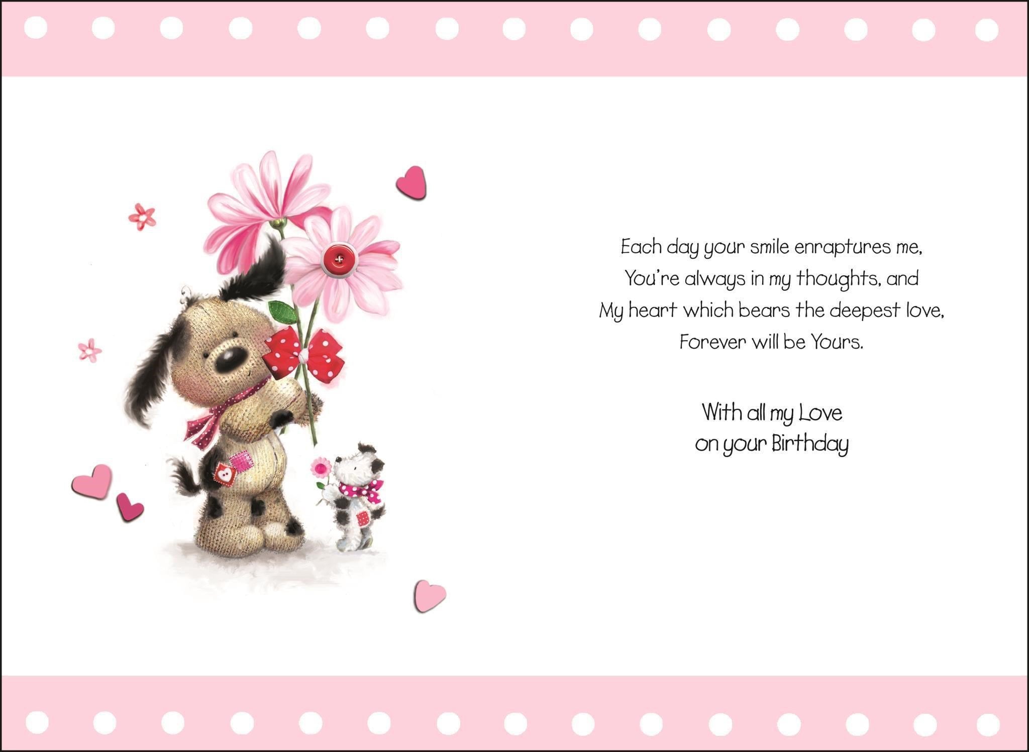 Inside of Wife Birthday Flowers Love Greetings Card