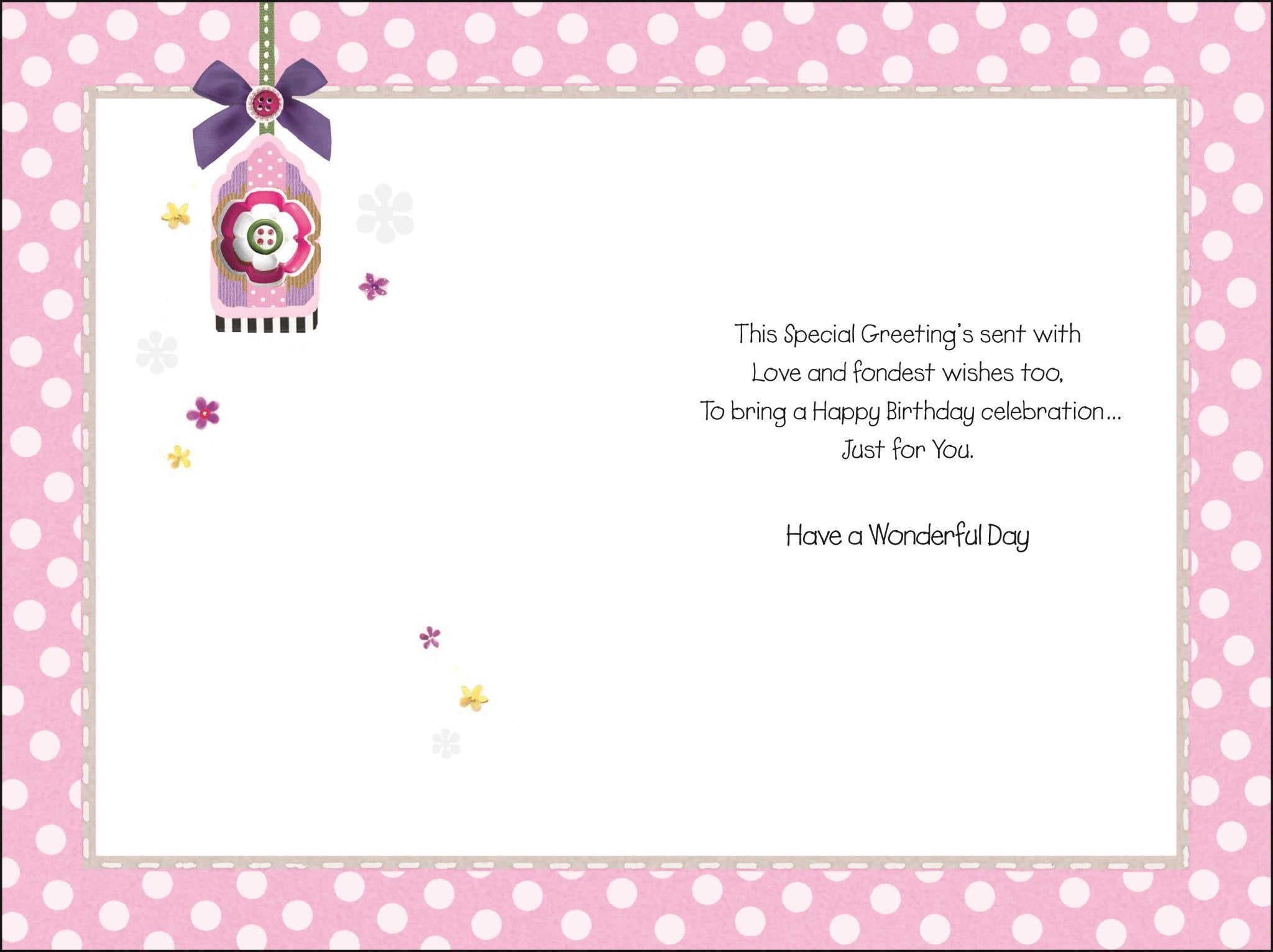Inside of Niece Birthday Flower Pot Greetings Card