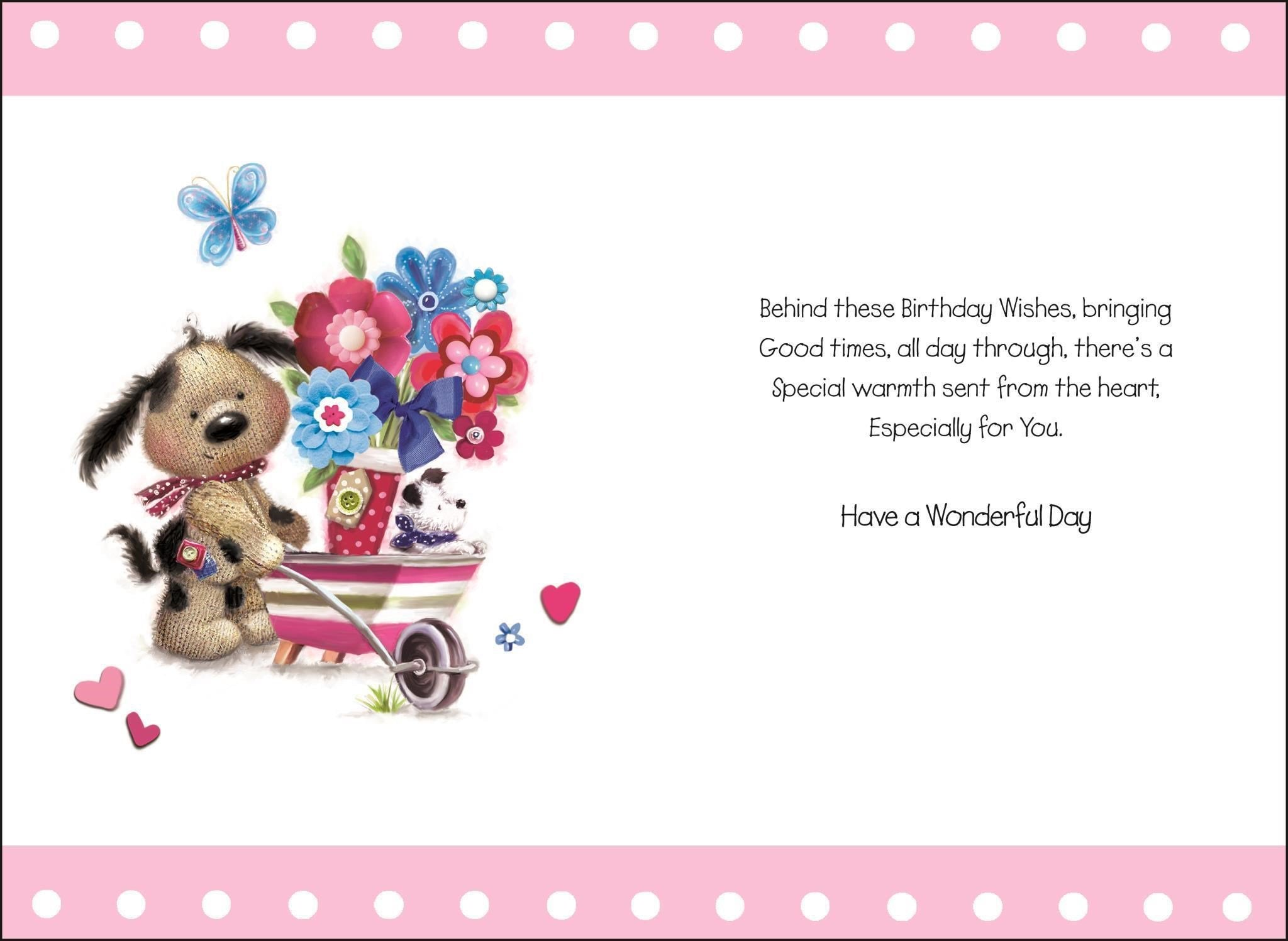 Inside of Daughter in Law Birthday Wheelbarrow Greetings Card