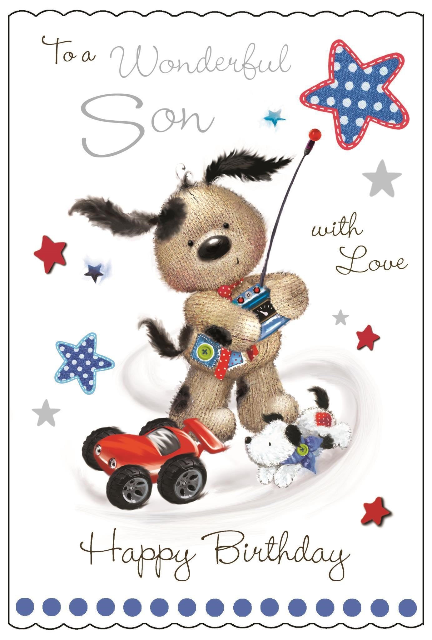 Front of Son Birthday RC Car Greetings Card