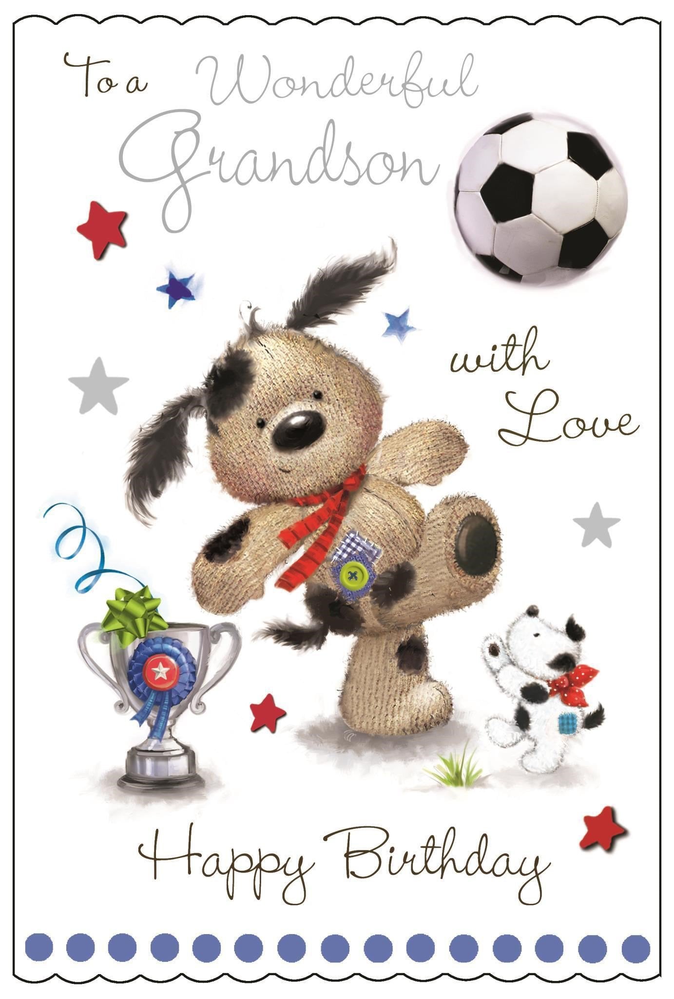 Front of Grandson Birthday Love Football Greetings Card