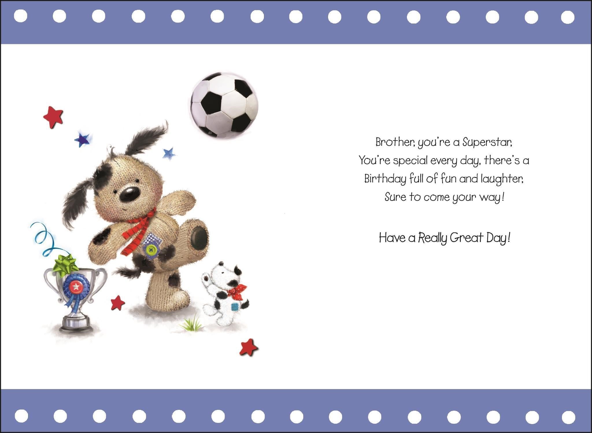 Inside of Brother Birthday Love Football Greetings Card