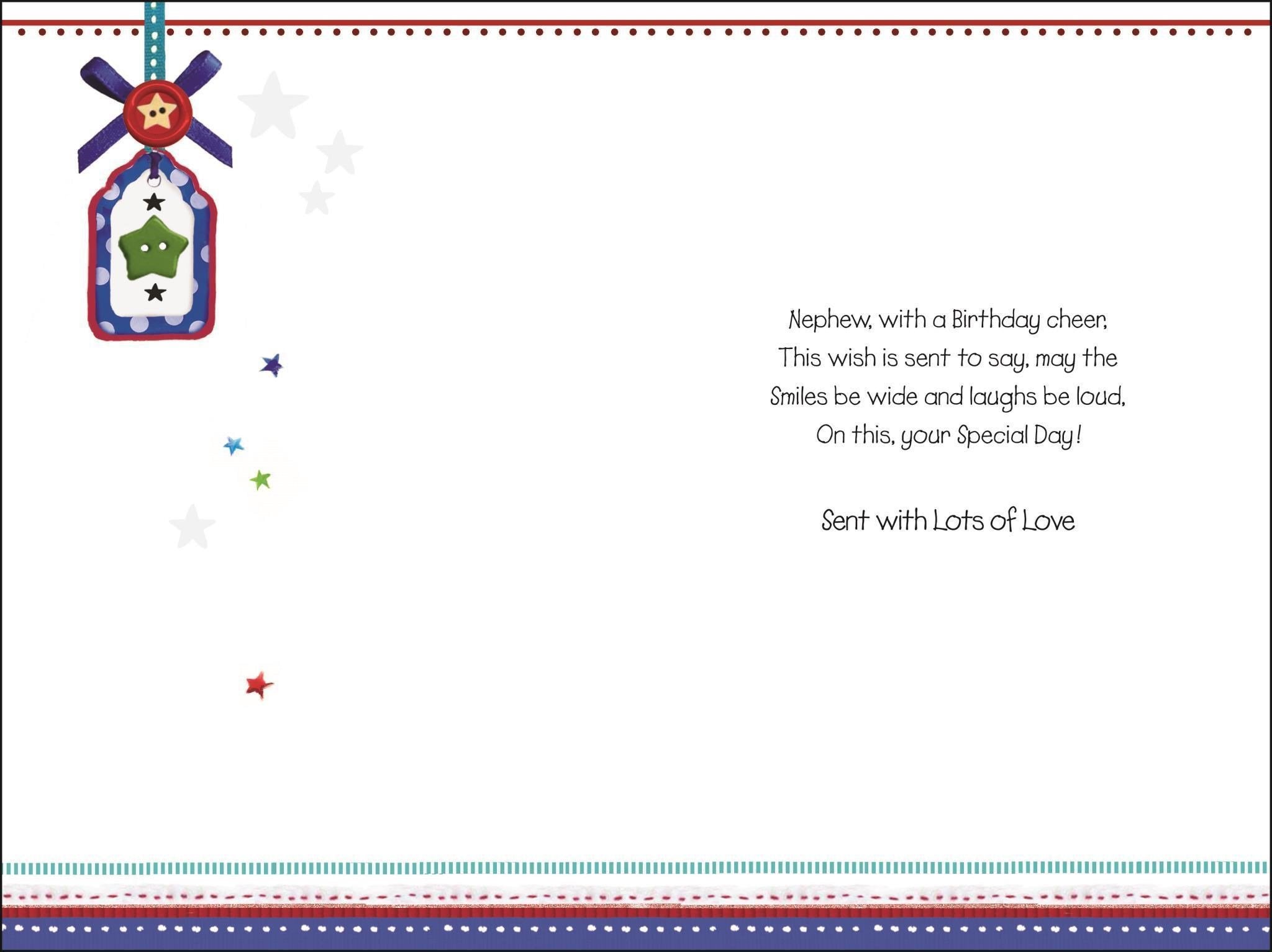 Inside of Nephew Birthday Big Present Greetings Card
